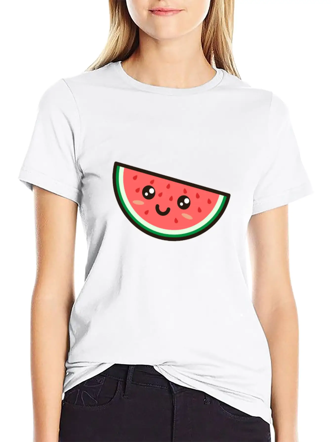Kawaii Watermelon Basic Graphic T-Shirt ¨C Daily Comfort In Soft Cotton