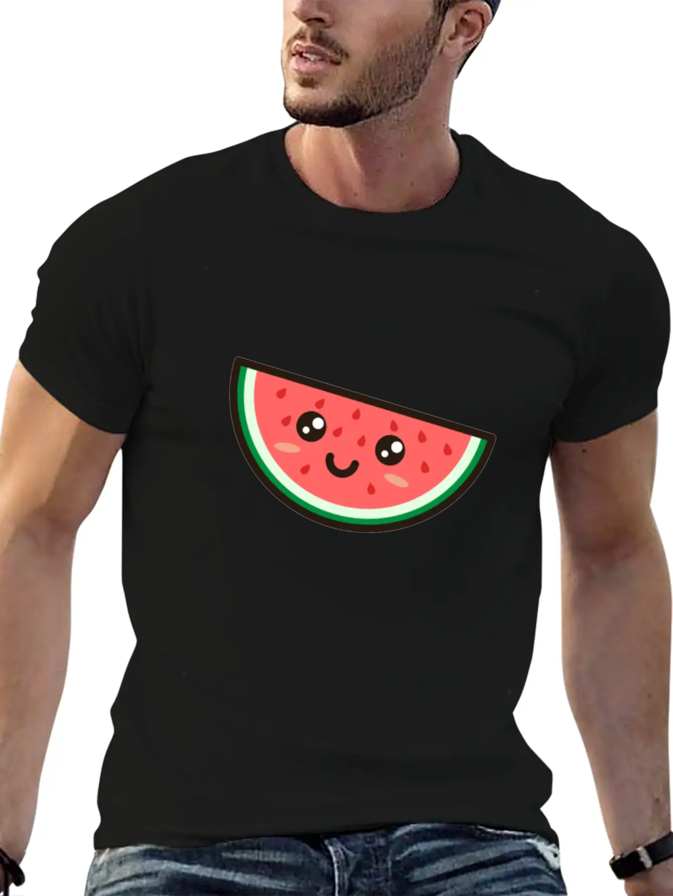 Kawaii Watermelon Basic Graphic T-Shirt ¨C Daily Comfort In Soft Cotton
