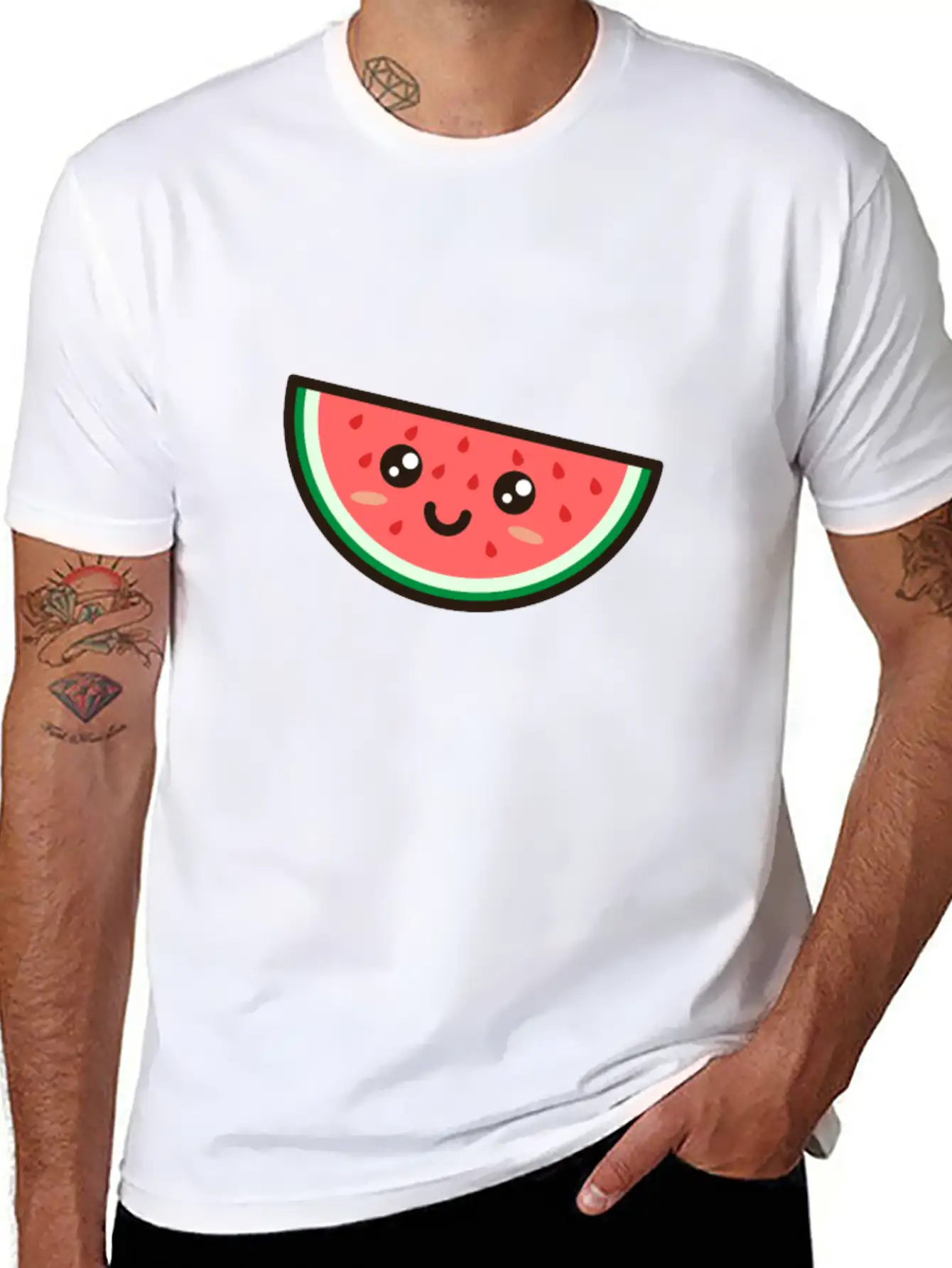 Kawaii Watermelon Basic Graphic T-Shirt ¨C Daily Comfort In Soft Cotton
