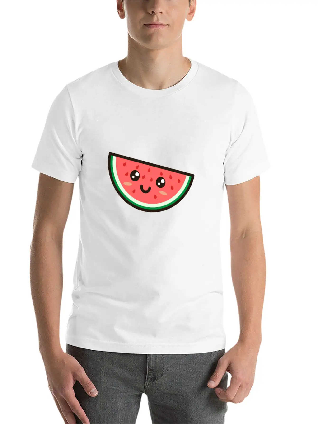 Kawaii Watermelon Basic Graphic T-Shirt ¨C Daily Comfort In Soft Cotton
