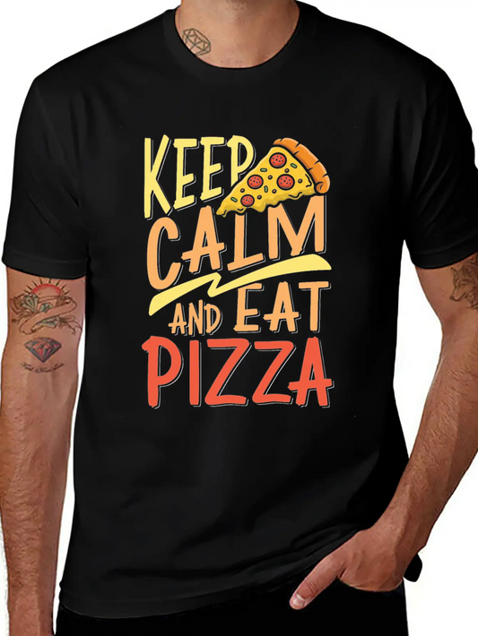 Keep Calm And Eat Pizza Essential Cotton Tee For Daily Outfits ¨C Unisex Style