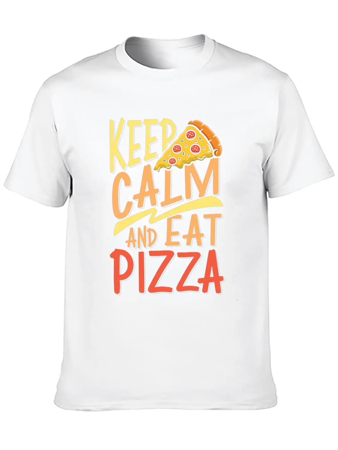 Keep Calm And Eat Pizza Essential Cotton Tee For Daily Outfits ¨C Unisex Style