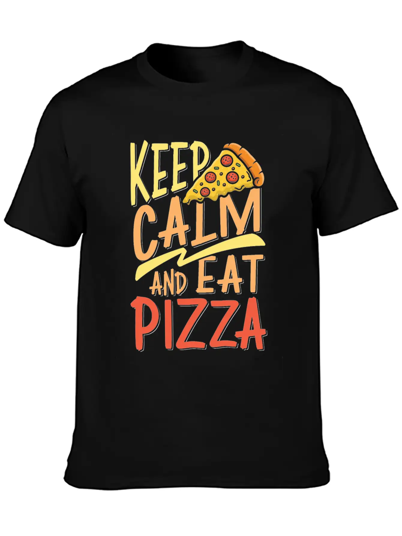Keep Calm And Eat Pizza Essential Cotton Tee For Daily Outfits ¨C Unisex Style