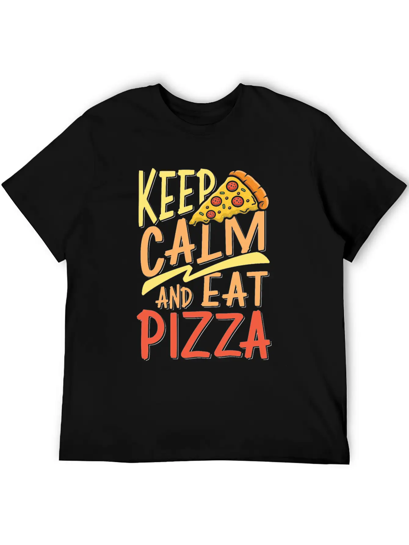 Keep Calm And Eat Pizza Essential Cotton Tee For Daily Outfits ¨C Unisex Style