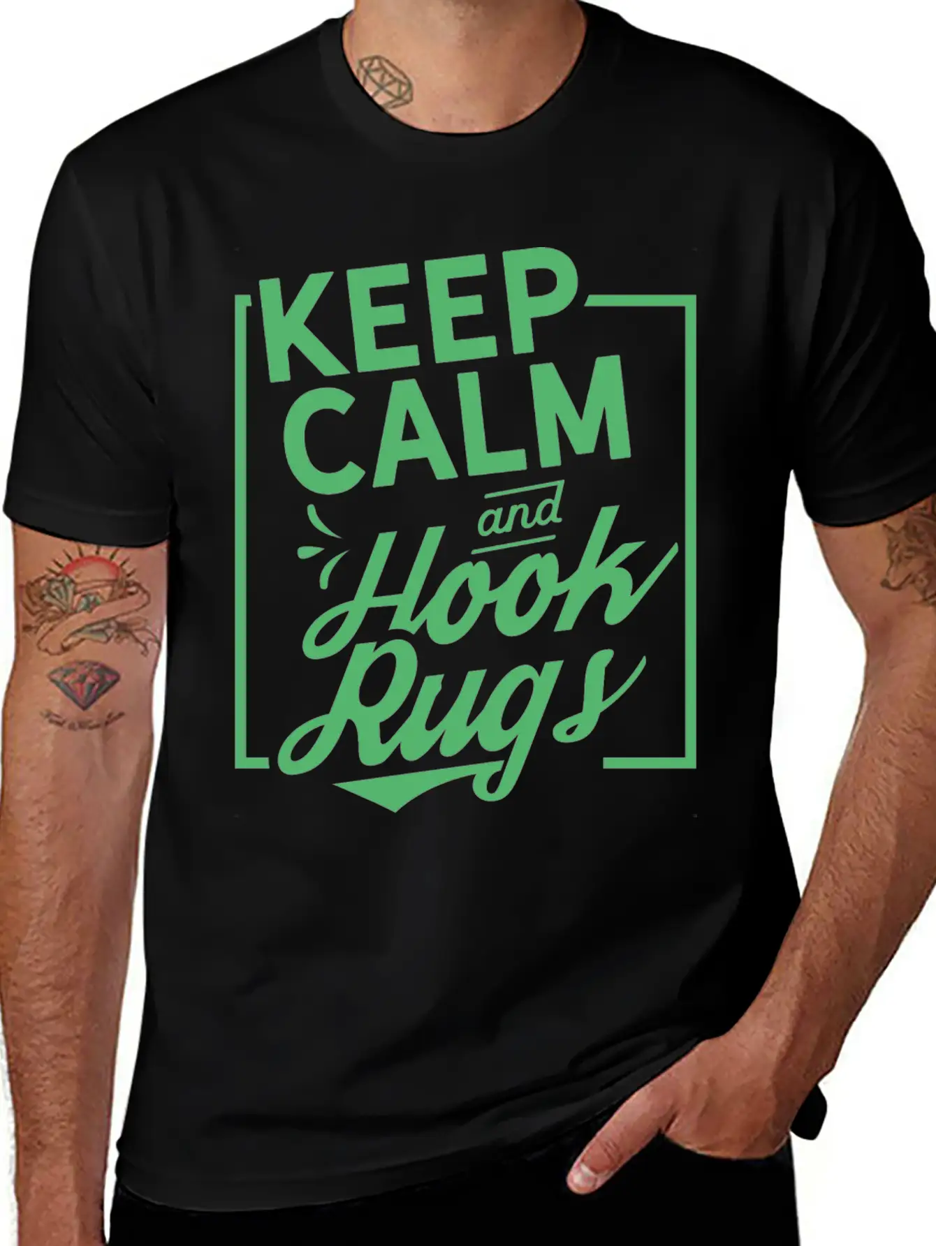 Keep Calm And Hook Rugs Rug Hooking Crochet Soft Cotton Short Sleeve Tee ¨C Unisex Wardrobe Staple