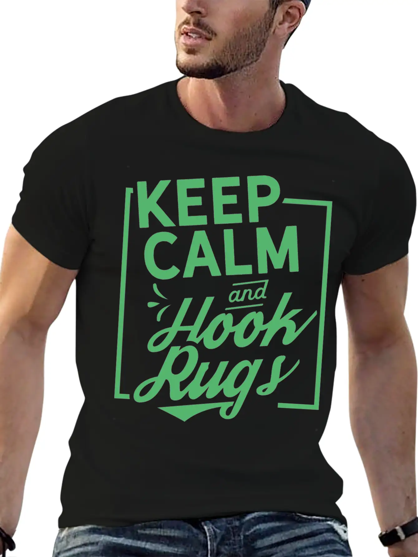 Keep Calm And Hook Rugs Rug Hooking Crochet Soft Cotton Short Sleeve Tee ¨C Unisex Wardrobe Staple