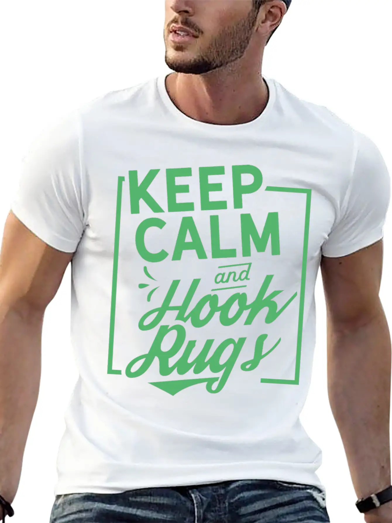 Keep Calm And Hook Rugs Rug Hooking Crochet Soft Cotton Short Sleeve Tee ¨C Unisex Wardrobe Staple