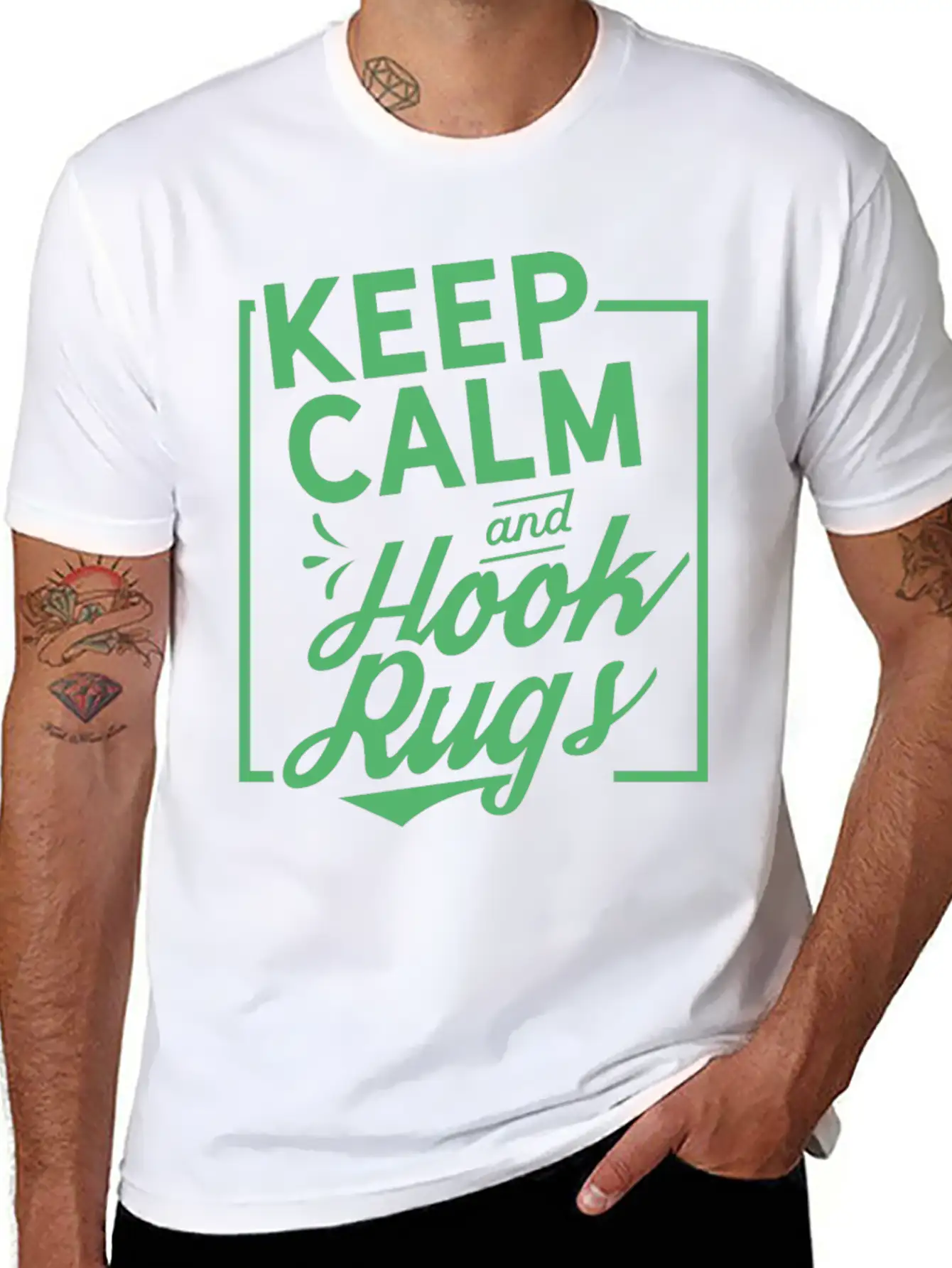 Keep Calm And Hook Rugs Rug Hooking Crochet Soft Cotton Short Sleeve Tee ¨C Unisex Wardrobe Staple