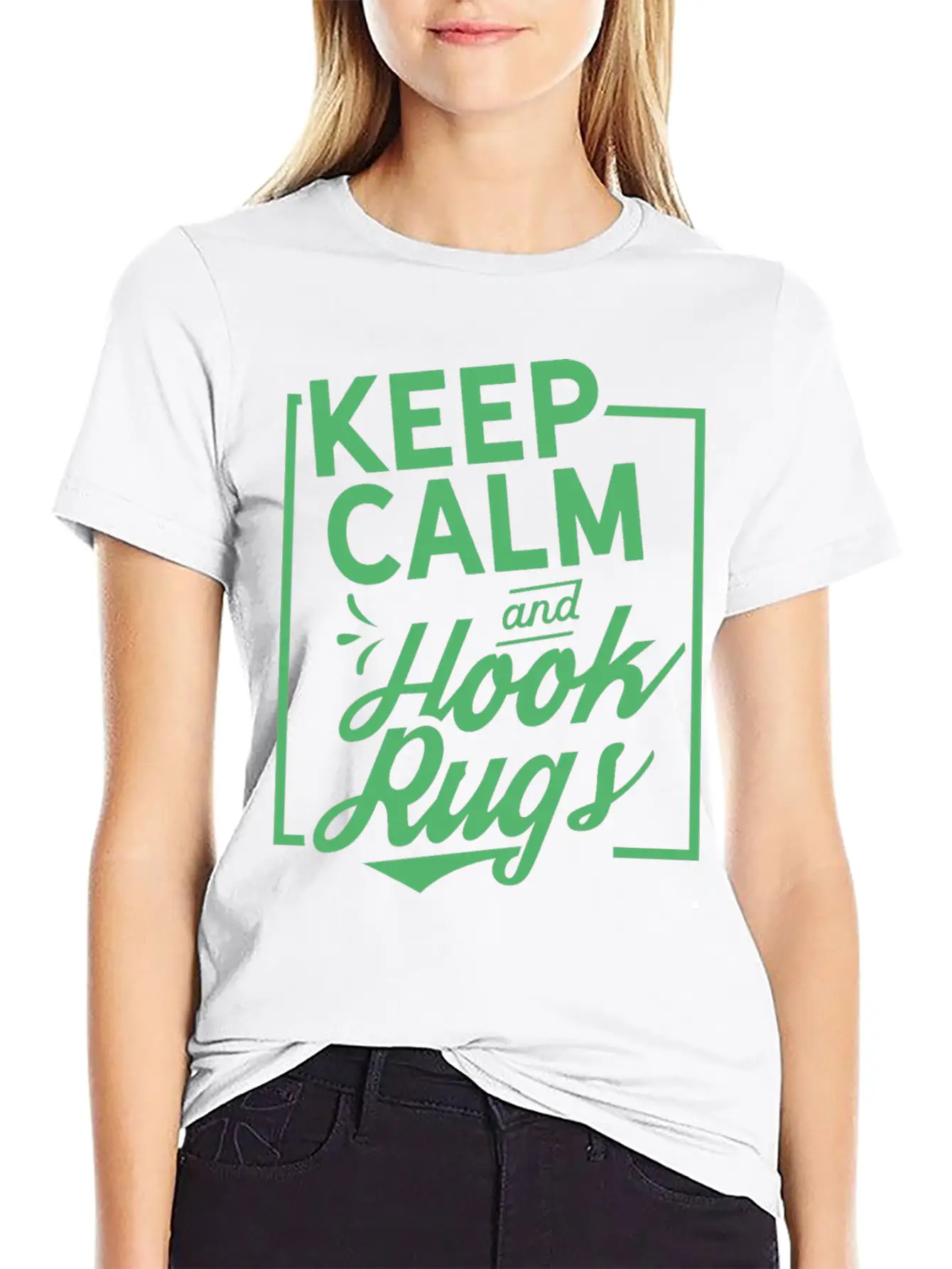 Keep Calm And Hook Rugs Rug Hooking Crochet Soft Cotton Short Sleeve Tee ¨C Unisex Wardrobe Staple