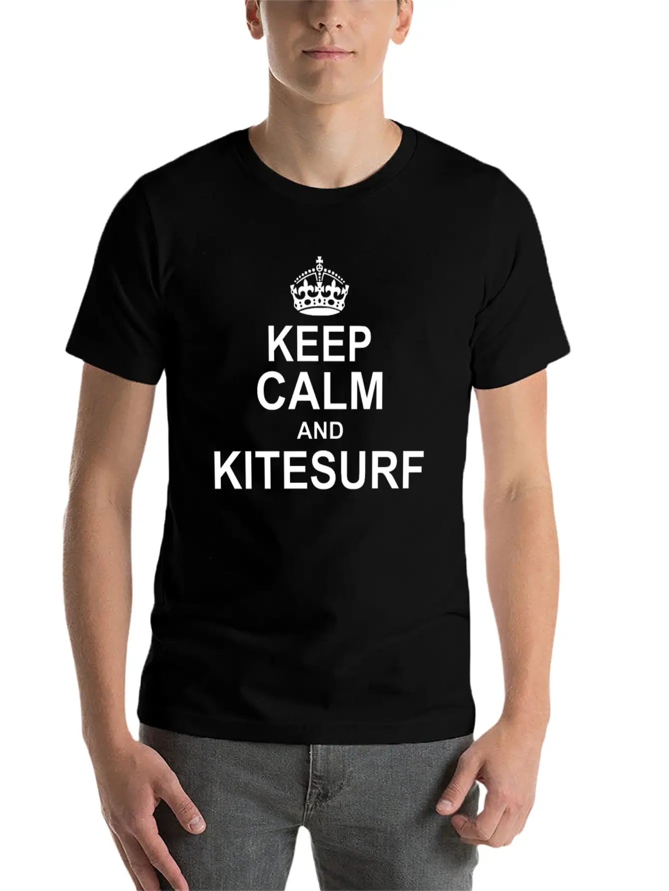 Keep Calm And KiteSurf Essential Cotton Tee For Daily Outfits ¨C Unisex Style