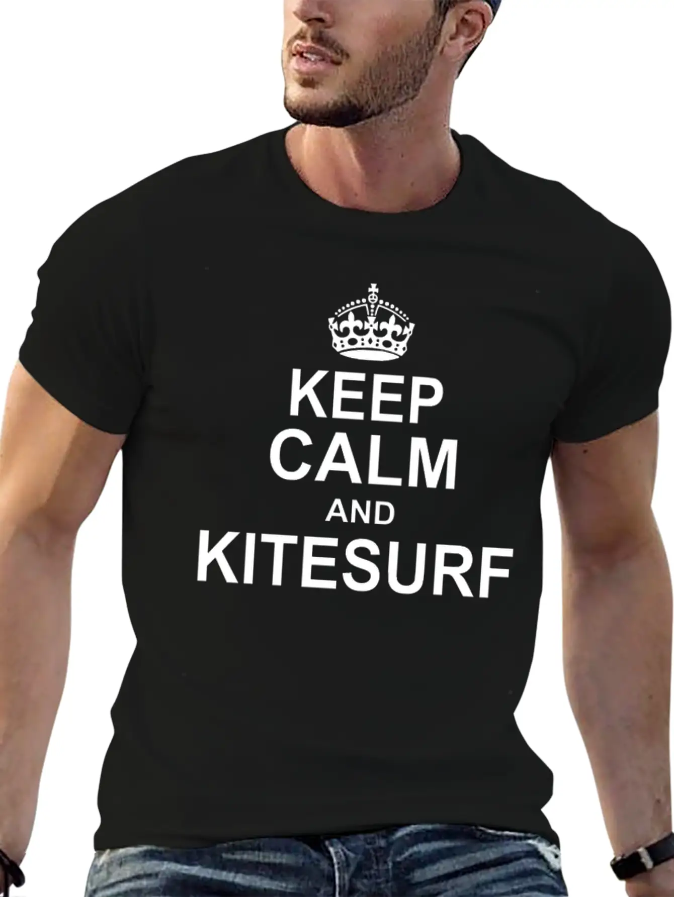 Keep Calm And KiteSurf Essential Cotton Tee For Daily Outfits ¨C Unisex Style