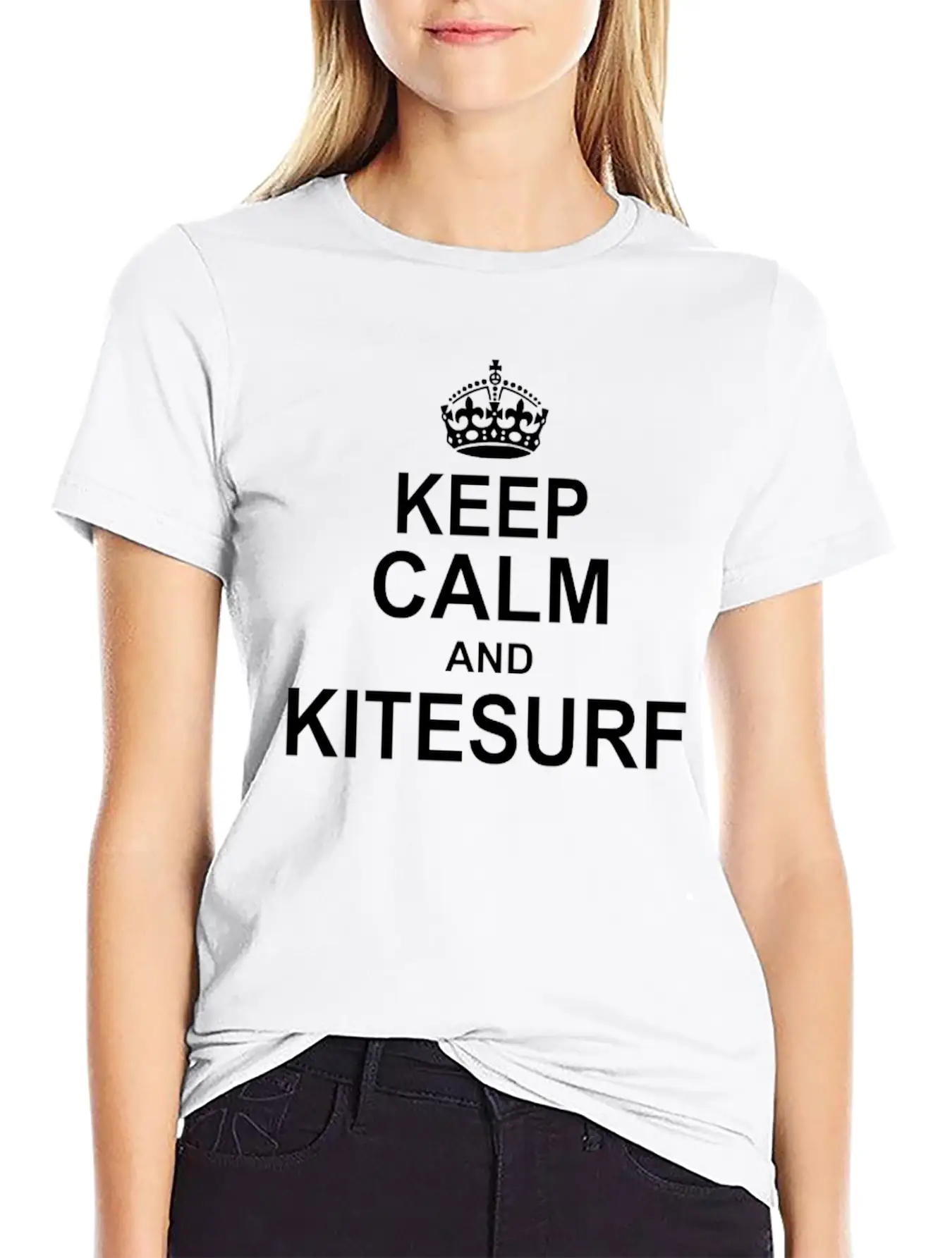 Keep Calm And KiteSurf Essential Cotton Tee For Daily Outfits ¨C Unisex Style