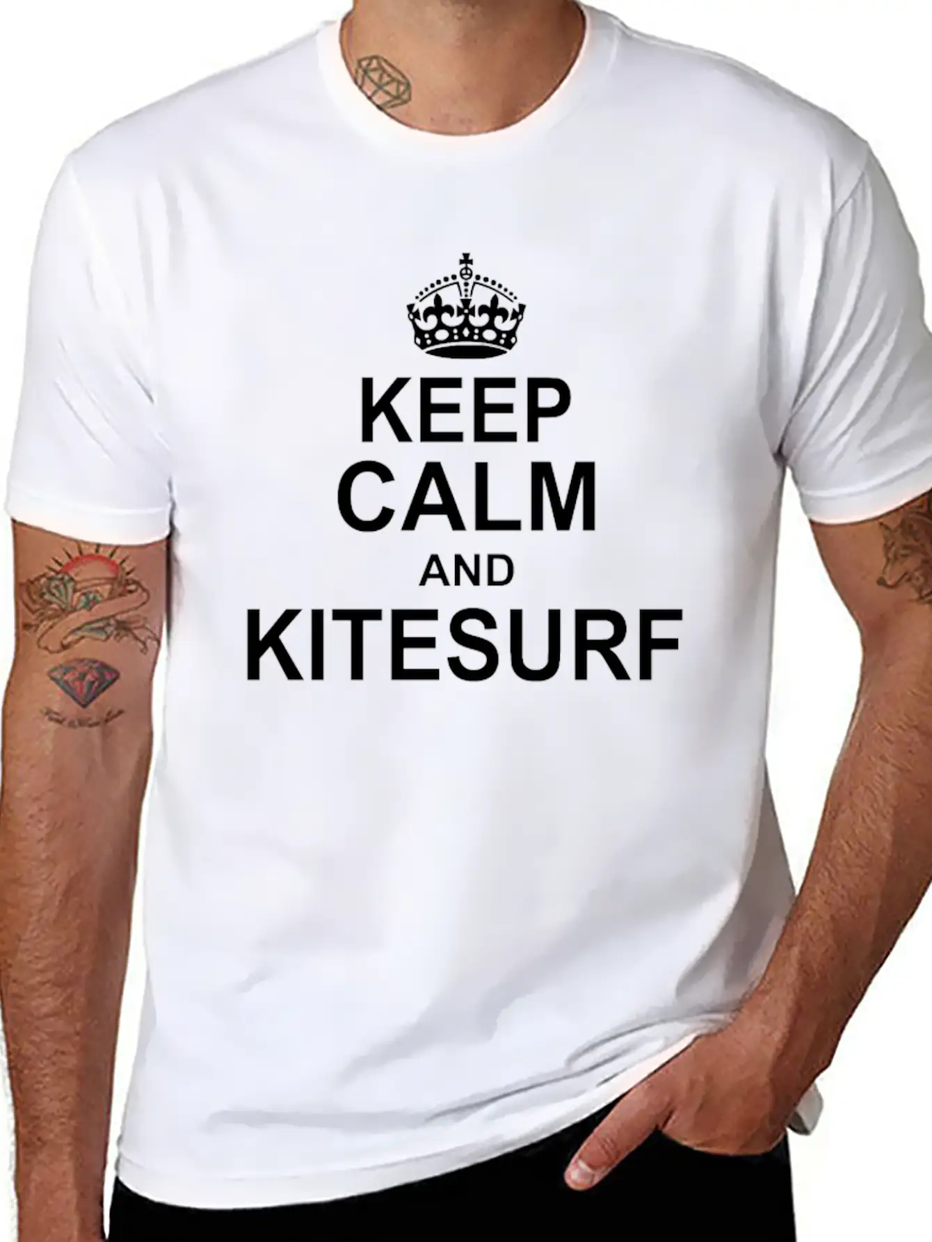 Keep Calm And KiteSurf Essential Cotton Tee For Daily Outfits ¨C Unisex Style