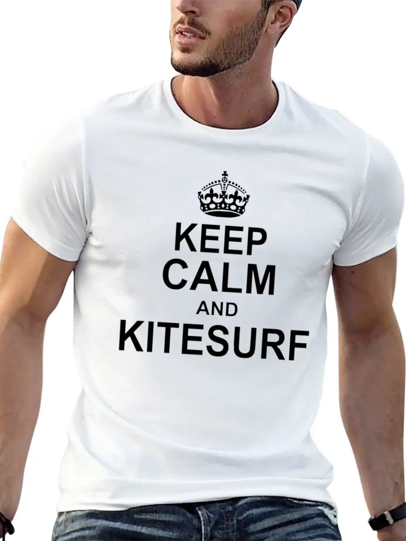 Keep Calm And KiteSurf Essential Cotton Tee For Daily Outfits ¨C Unisex Style