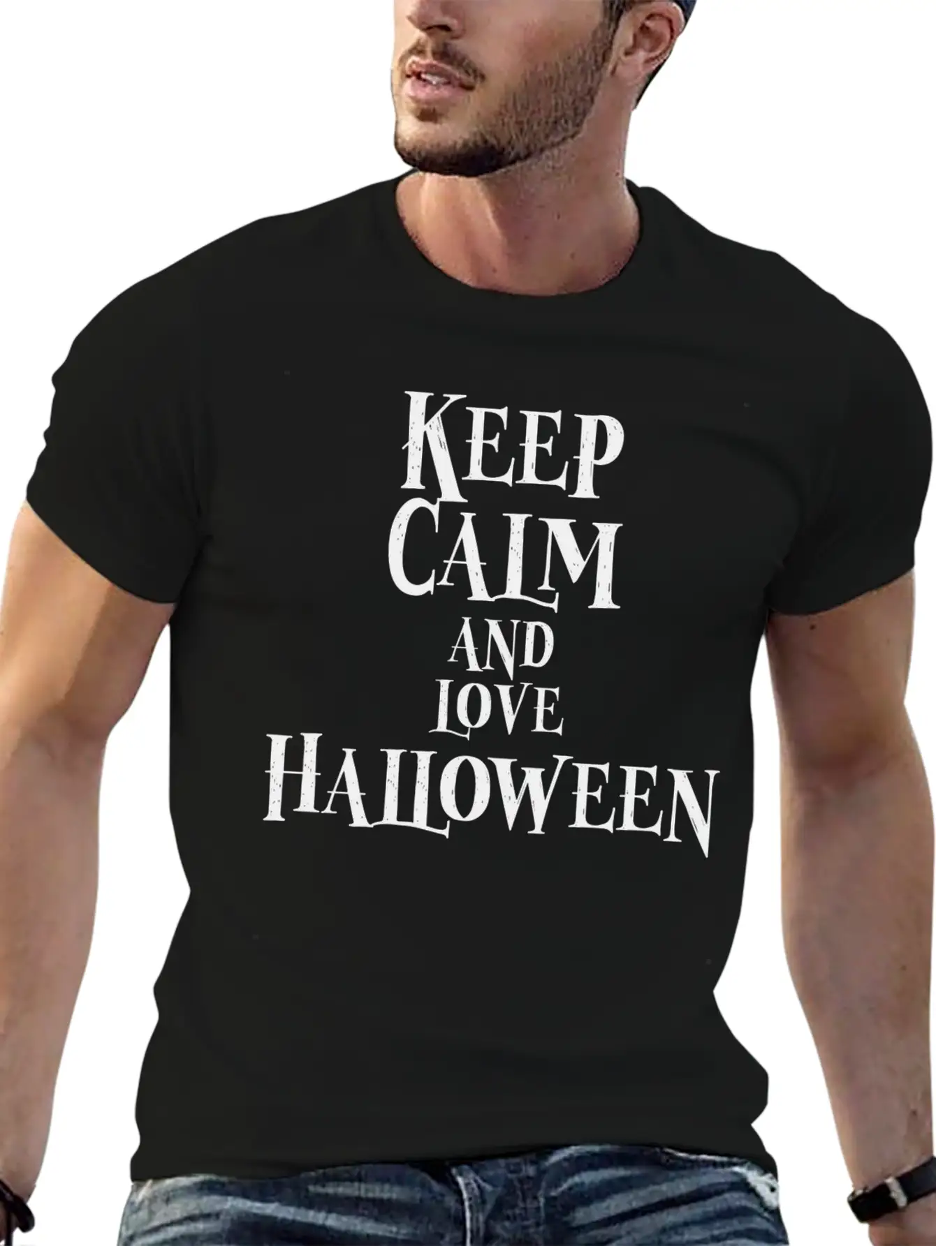 Keep Calm And Love Halloween Basic Graphic T-Shirt ¨C Daily Comfort In Soft Cotton