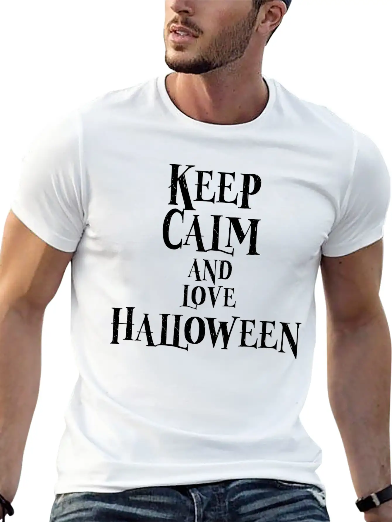 Keep Calm And Love Halloween Basic Graphic T-Shirt ¨C Daily Comfort In Soft Cotton