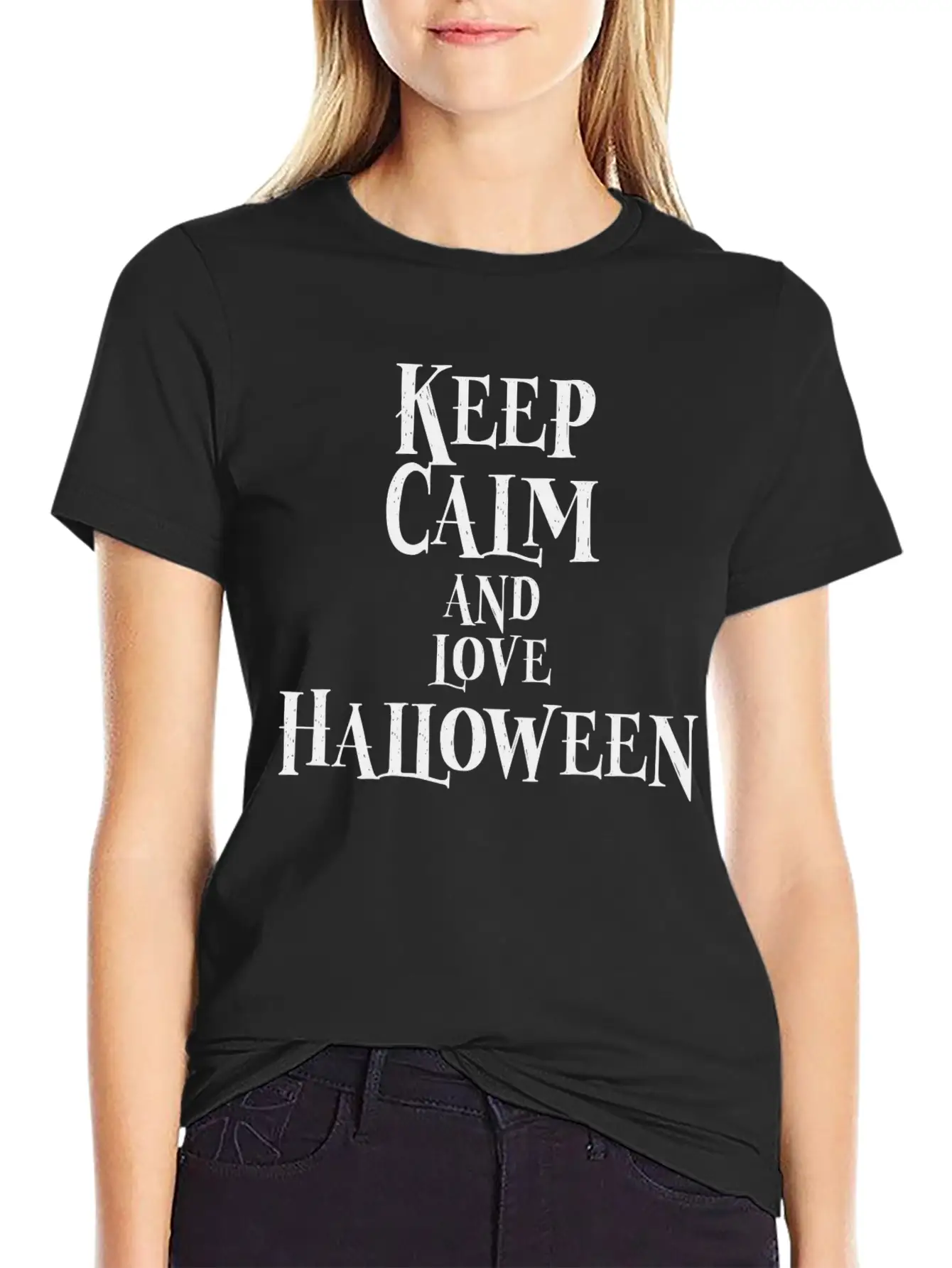 Keep Calm And Love Halloween Basic Graphic T-Shirt ¨C Daily Comfort In Soft Cotton