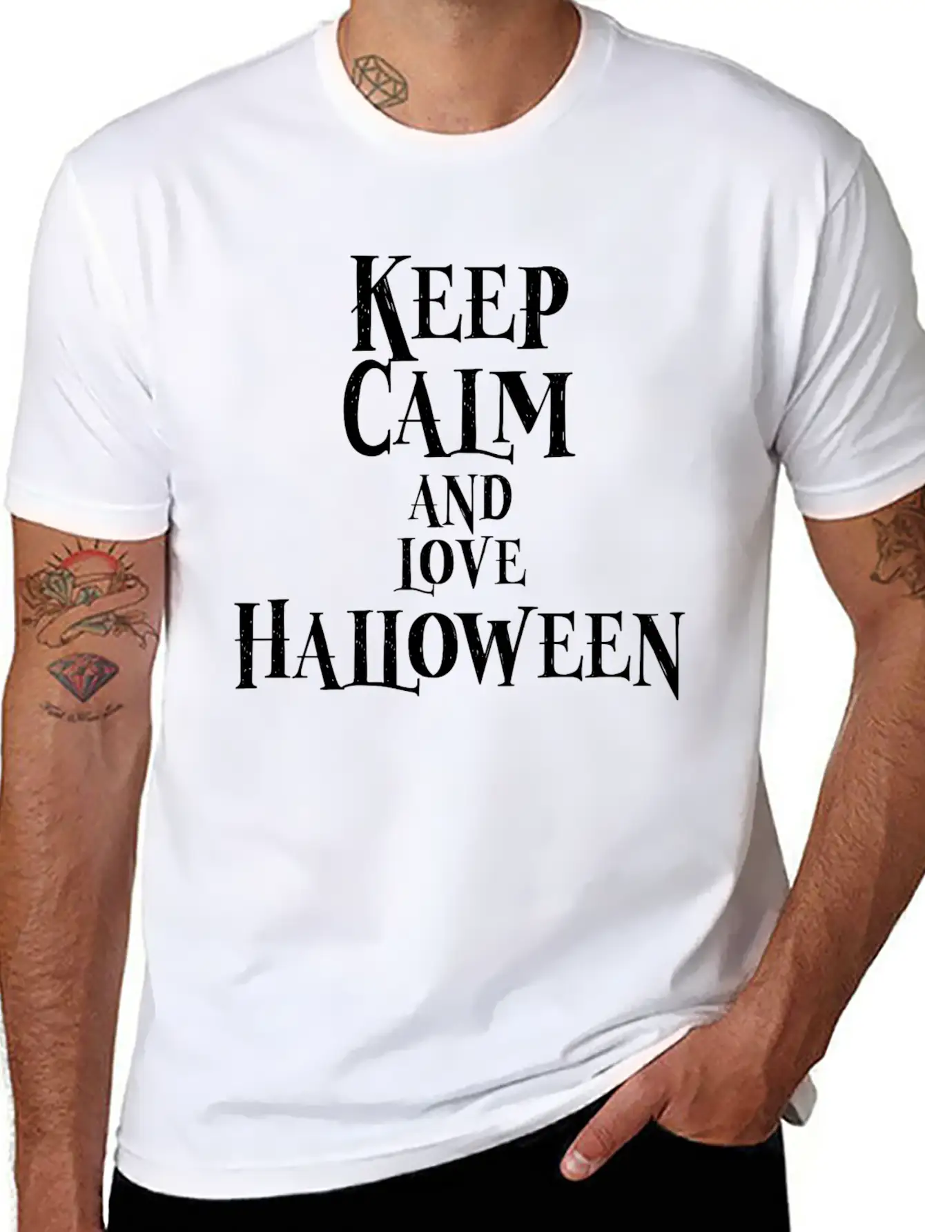 Keep Calm And Love Halloween Basic Graphic T-Shirt ¨C Daily Comfort In Soft Cotton
