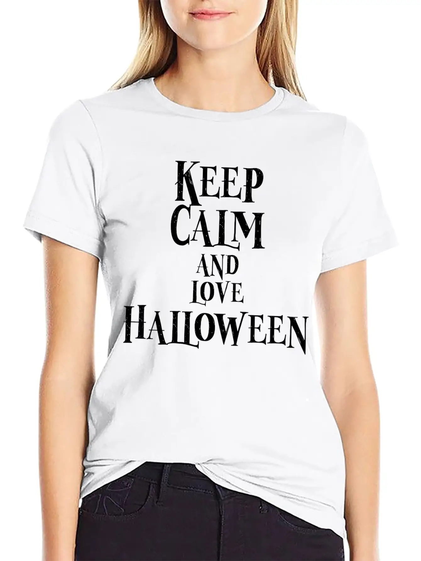 Keep Calm And Love Halloween Basic Graphic T-Shirt ¨C Daily Comfort In Soft Cotton
