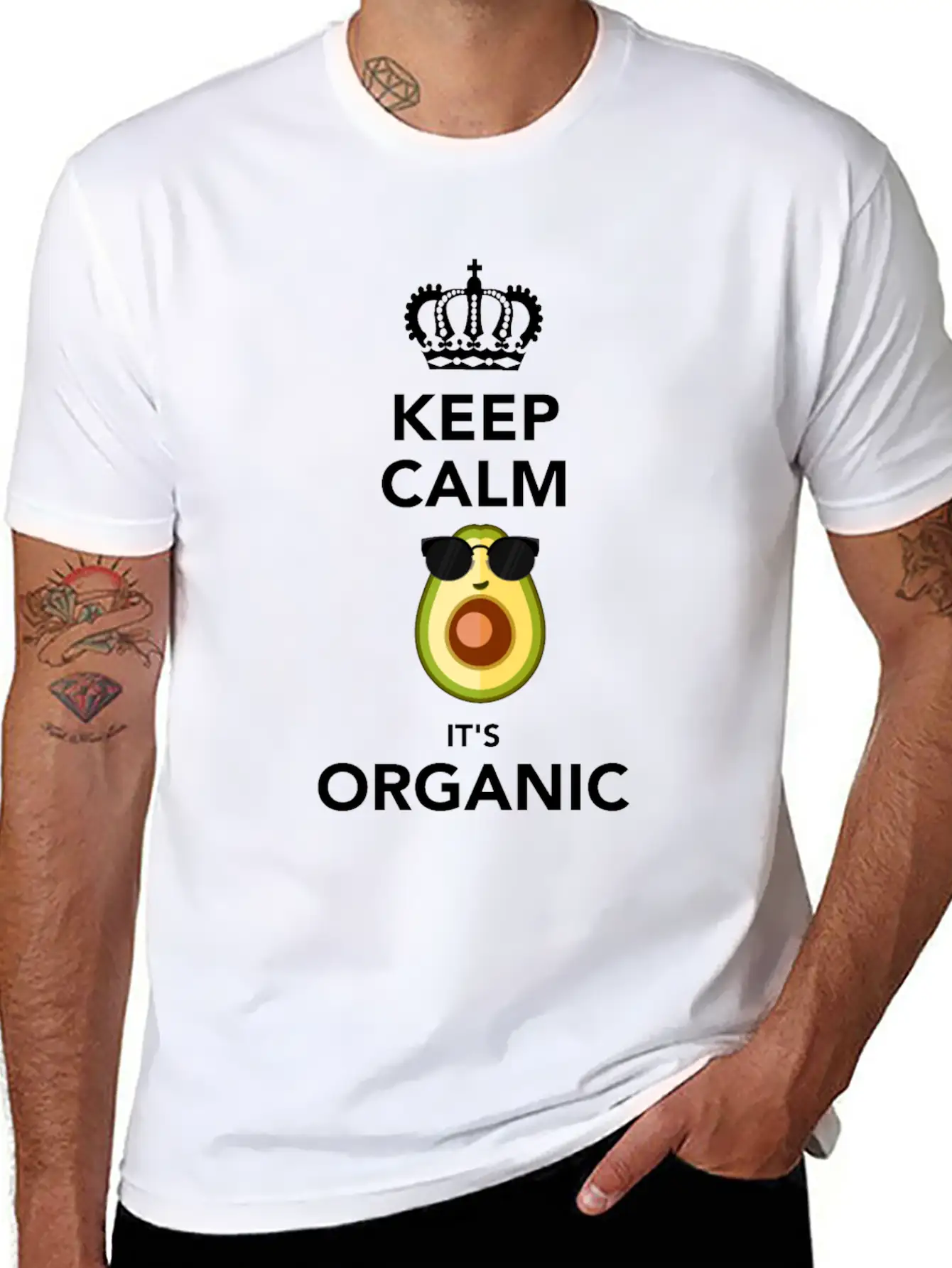 Keep Calm It'S Organic Funny Vegan Avocado Soft Cotton Short Sleeve Tee ¨C Unisex Wardrobe Staple