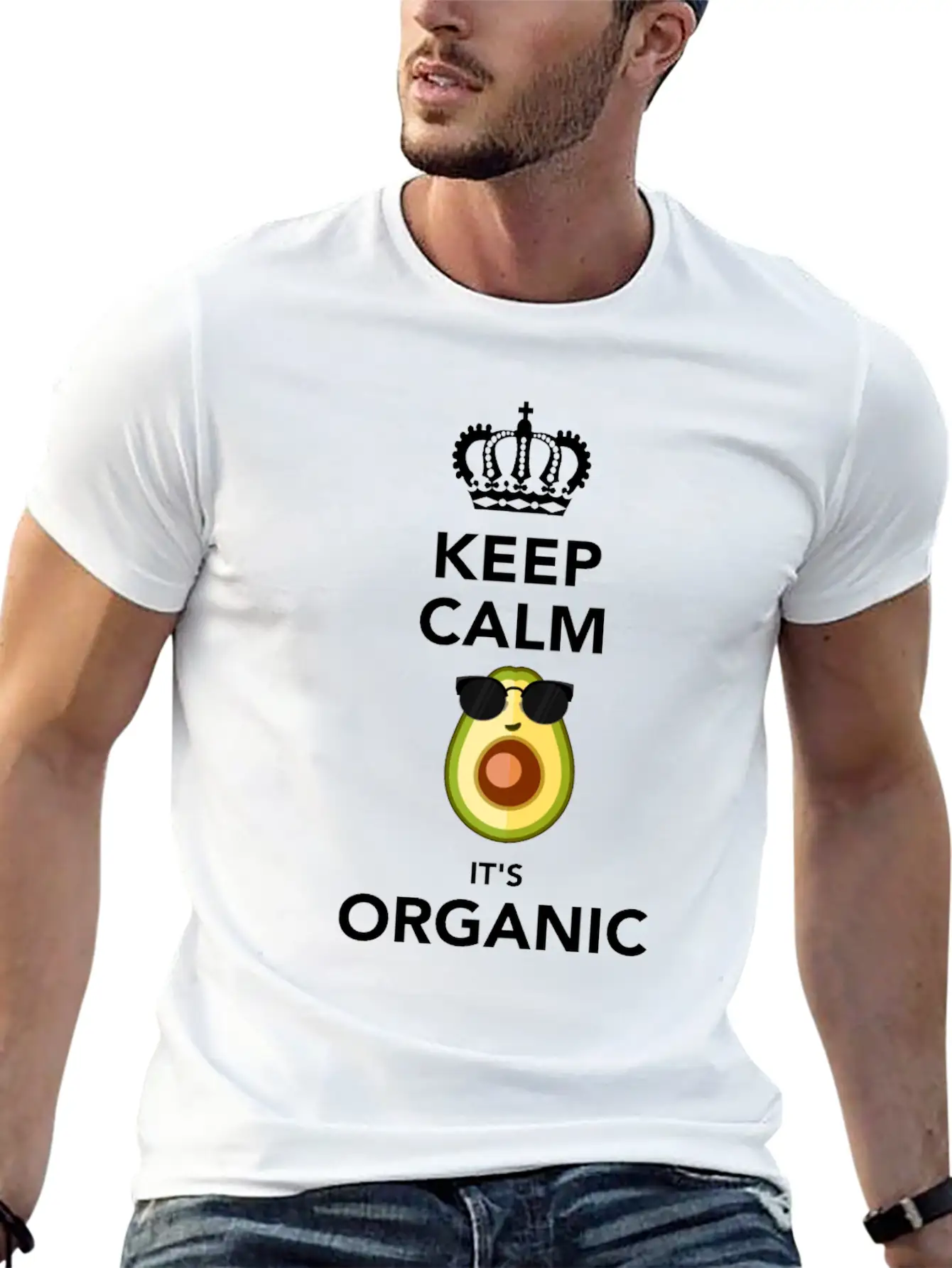 Keep Calm It'S Organic Funny Vegan Avocado Soft Cotton Short Sleeve Tee ¨C Unisex Wardrobe Staple