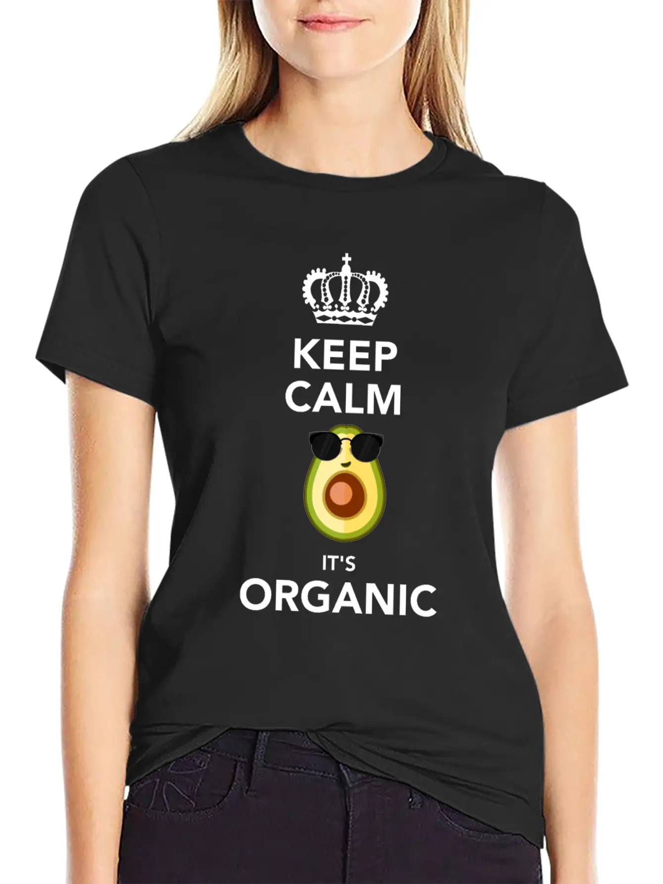 Keep Calm It'S Organic Funny Vegan Avocado Soft Cotton Short Sleeve Tee ¨C Unisex Wardrobe Staple