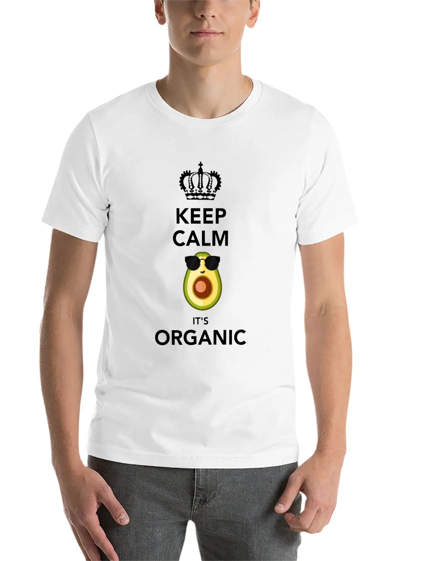 Keep Calm It'S Organic Funny Vegan Avocado Soft Cotton Short Sleeve Tee ¨C Unisex Wardrobe Staple