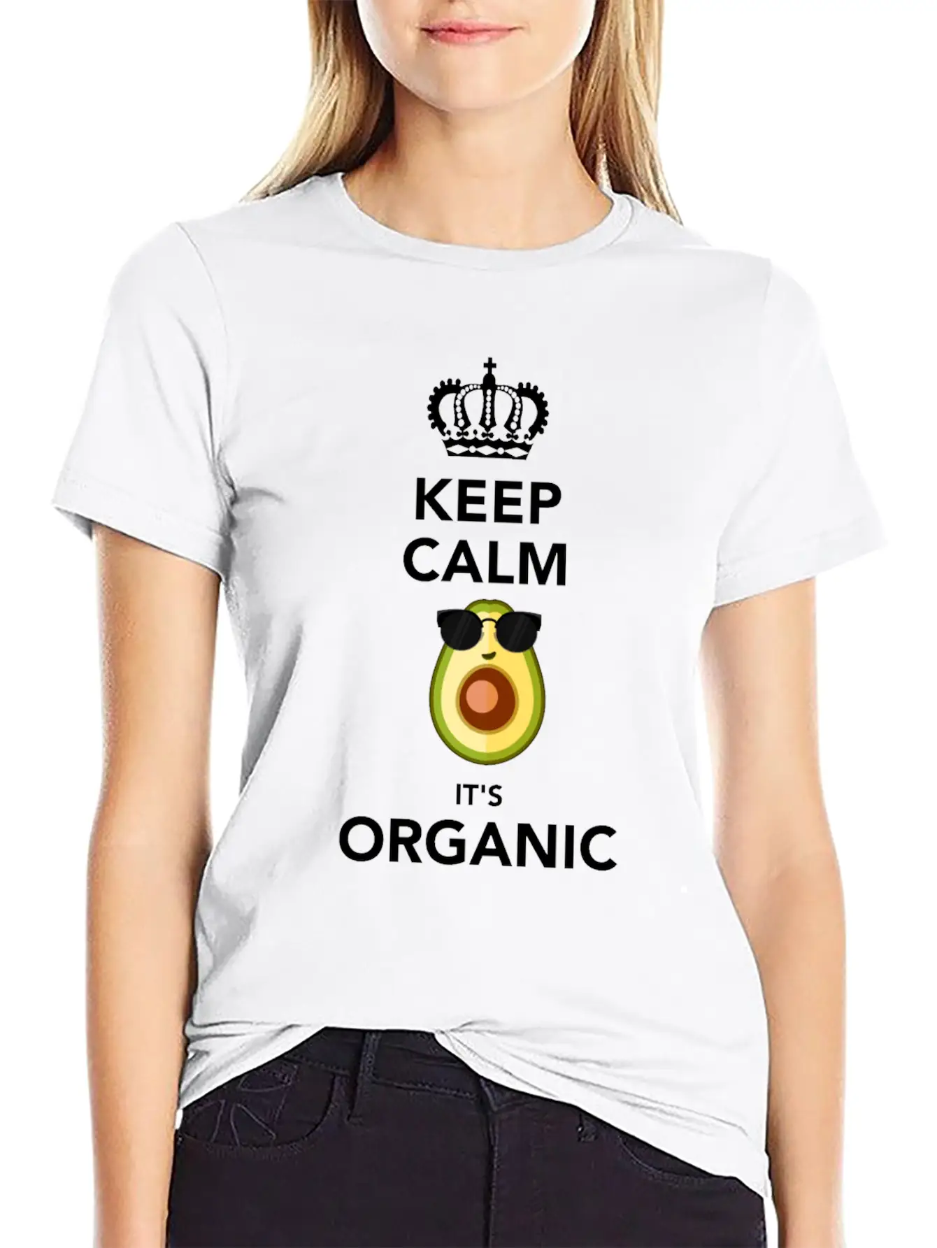 Keep Calm It'S Organic Funny Vegan Avocado Soft Cotton Short Sleeve Tee ¨C Unisex Wardrobe Staple