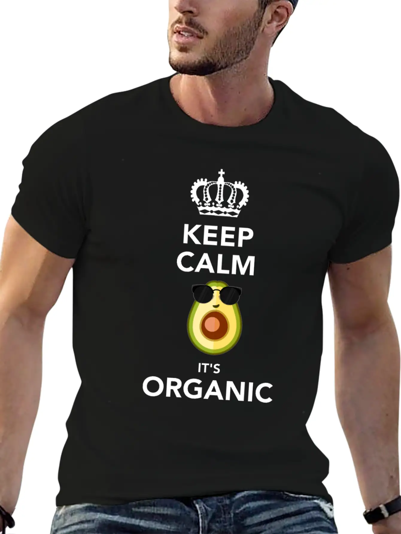 Keep Calm It'S Organic Funny Vegan Avocado Soft Cotton Short Sleeve Tee ¨C Unisex Wardrobe Staple