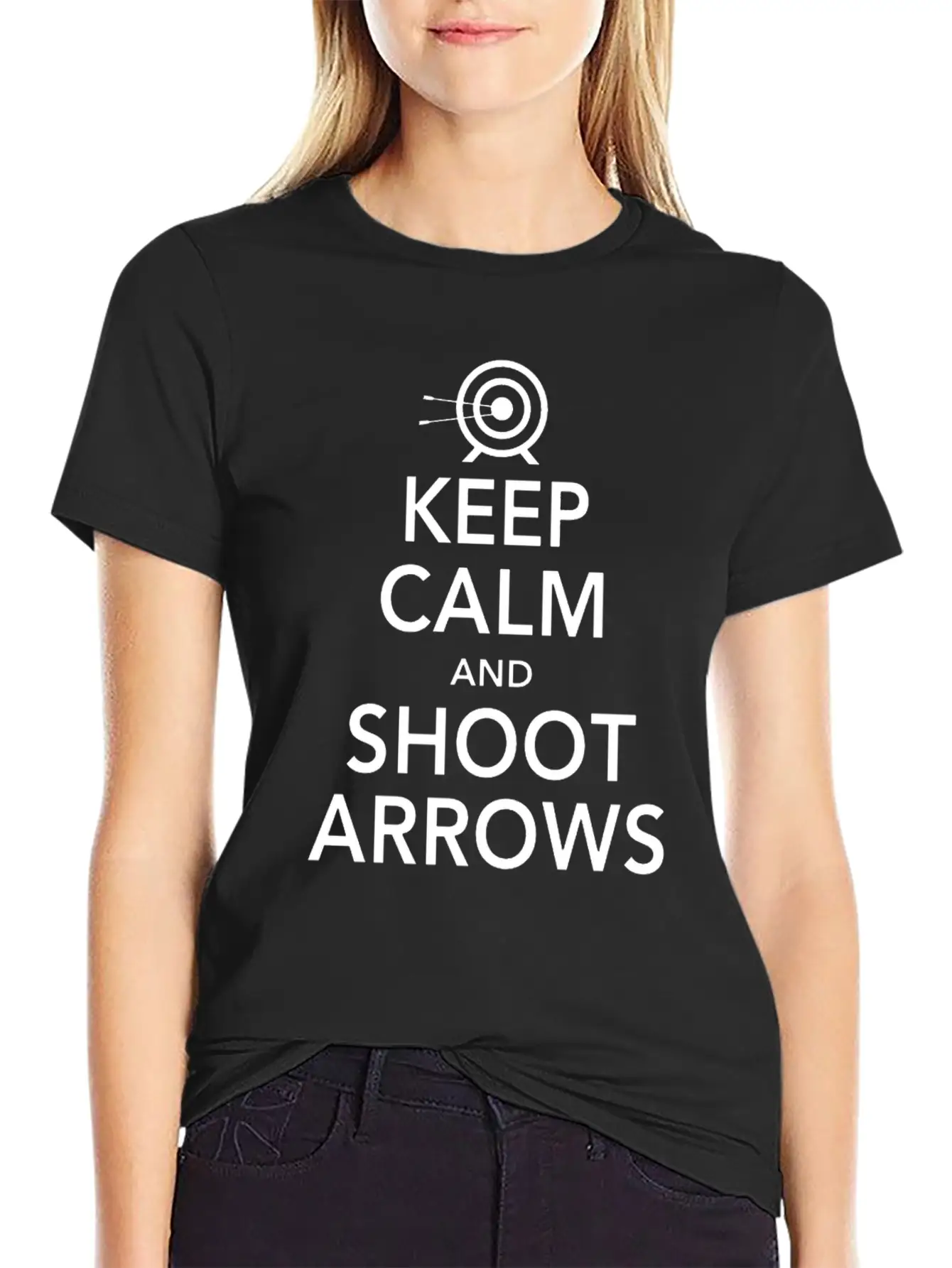 Keep Calm Shoot Arrows Basic Graphic T-Shirt ¨C Daily Comfort In Soft Cotton