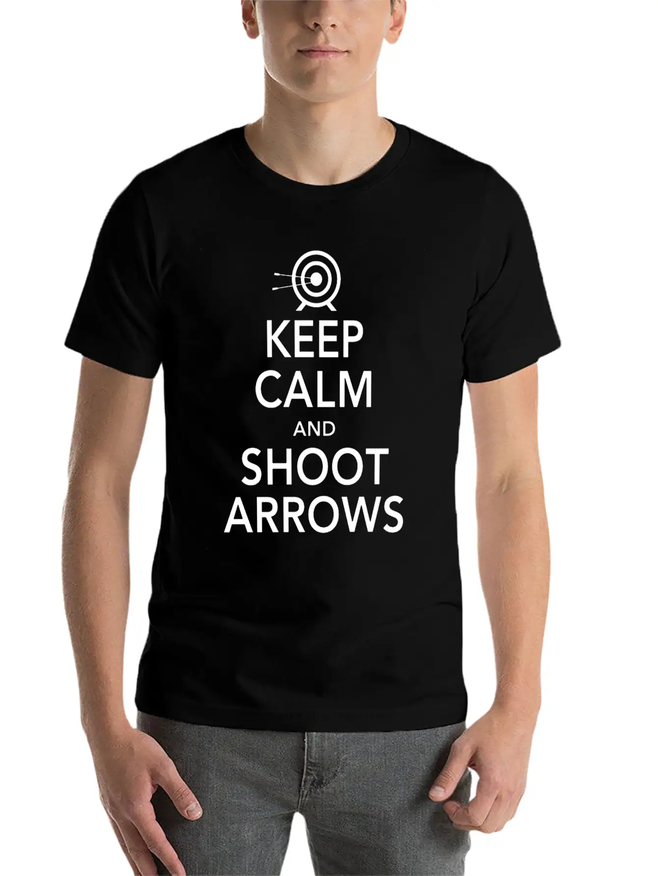 Keep Calm Shoot Arrows Basic Graphic T-Shirt ¨C Daily Comfort In Soft Cotton