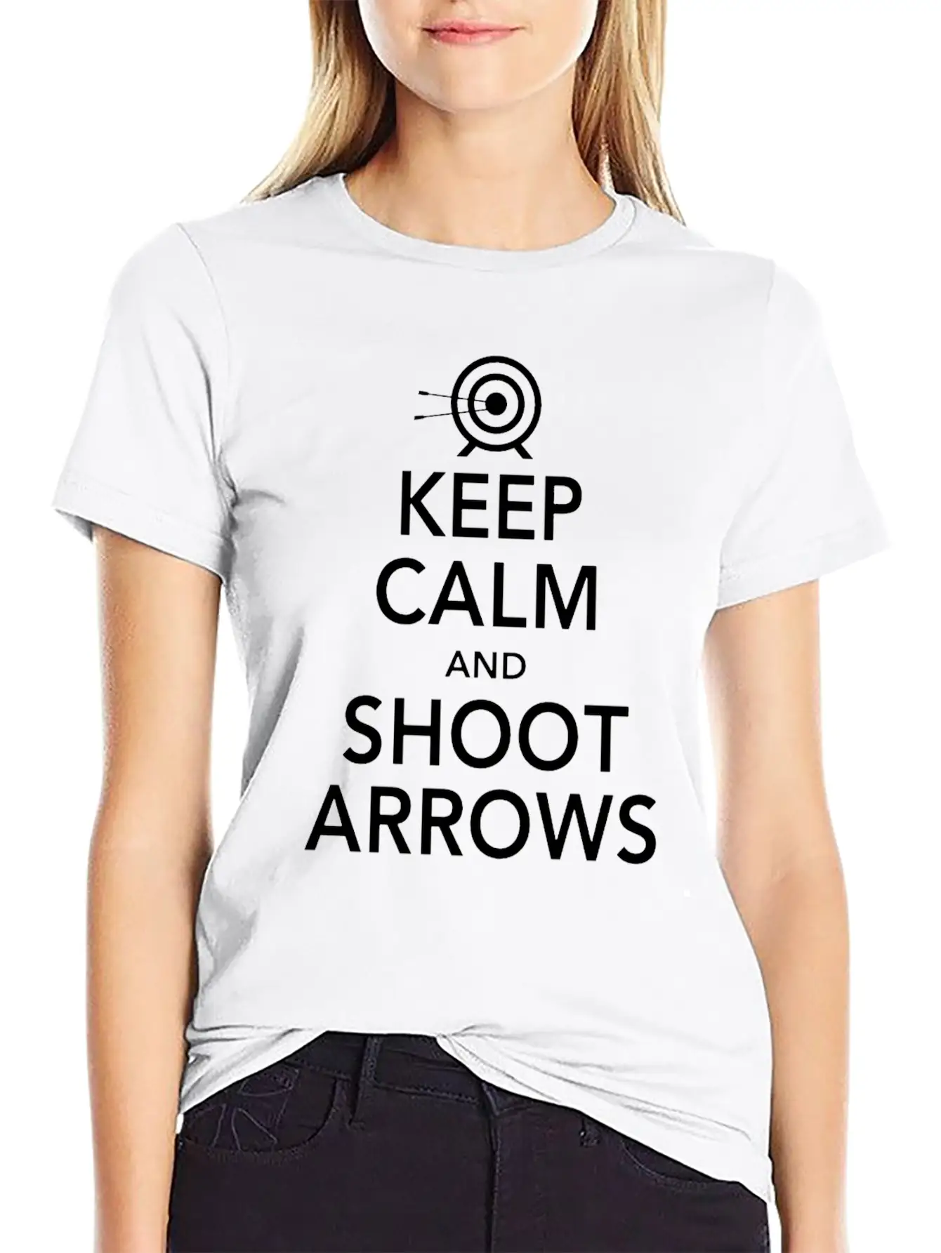 Keep Calm Shoot Arrows Basic Graphic T-Shirt ¨C Daily Comfort In Soft Cotton
