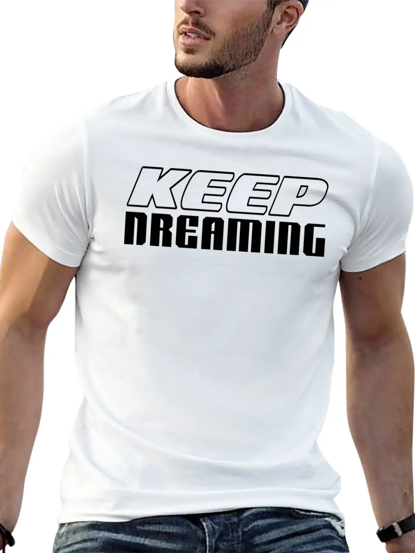 KEEP DREAMING Basic Graphic T-Shirt ¨C Daily Comfort In Soft Cotton
