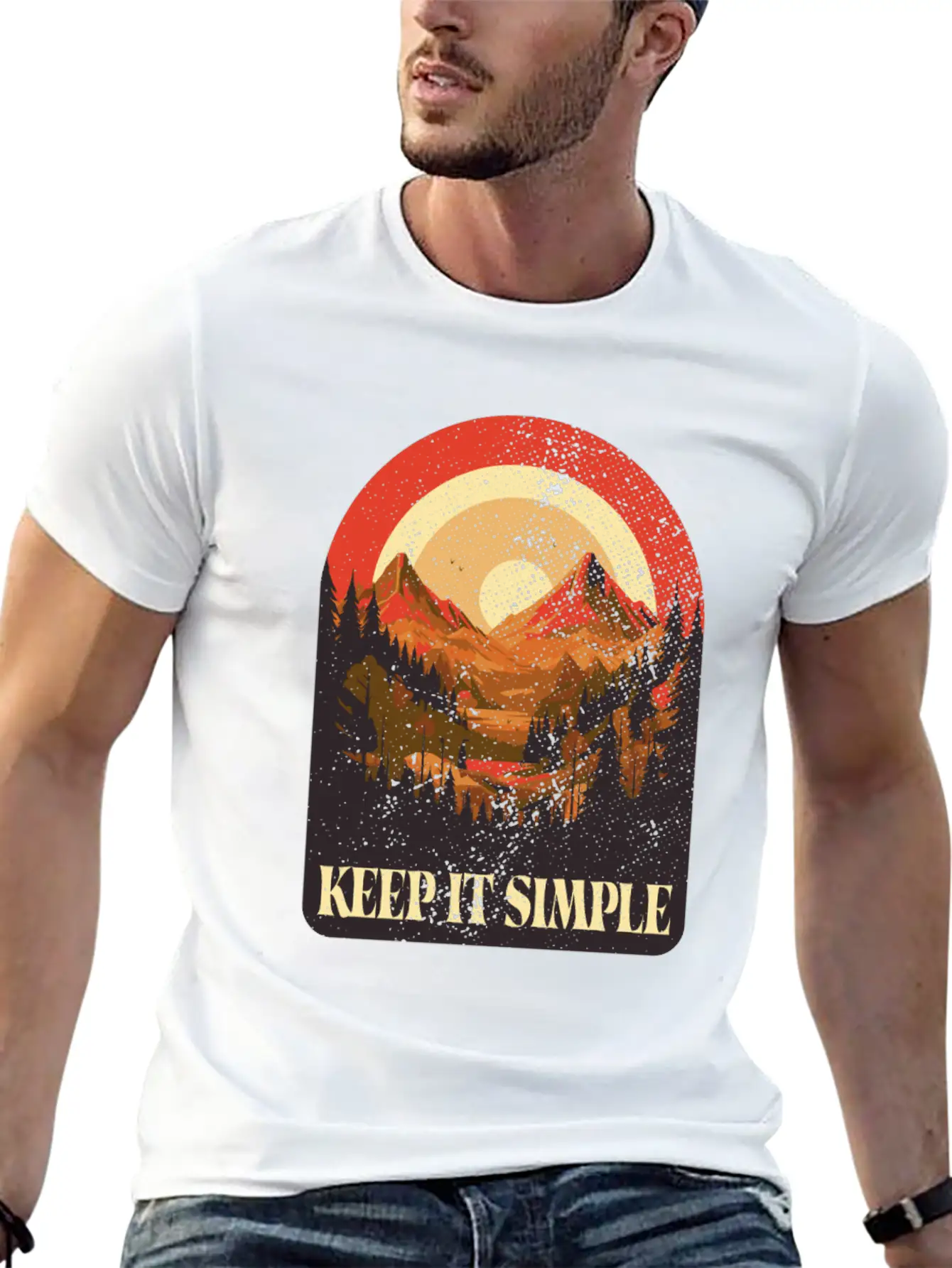 Keep It Simple Campfire Nature Tent Minimalism Essential Cotton Tee For Daily Outfits ¨C Unisex Style