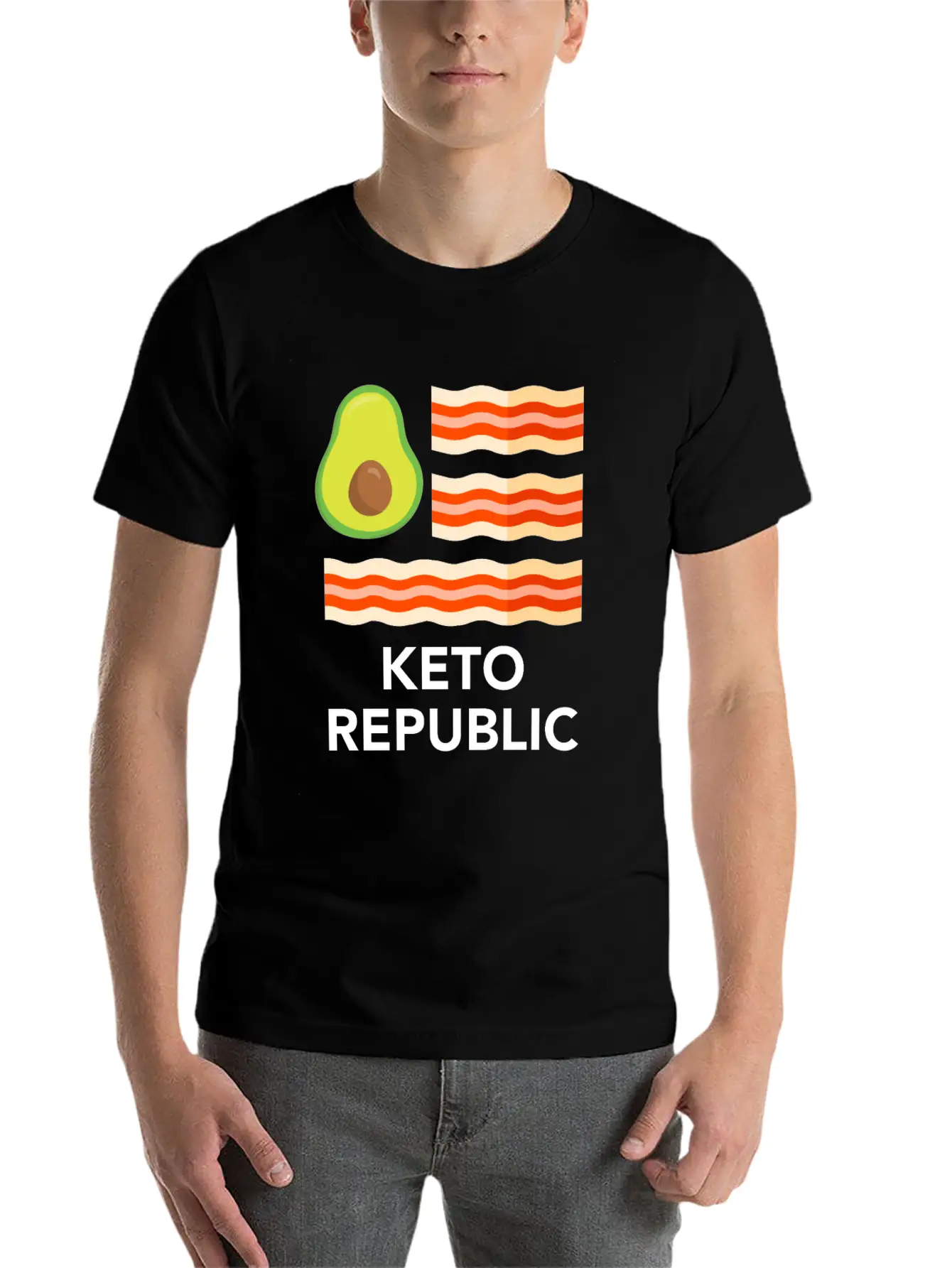 Keto Diet Ketogenic Food Bacon Avocados Funny Basic Graphic T-Shirt ¨C Daily Comfort In Soft Cotton