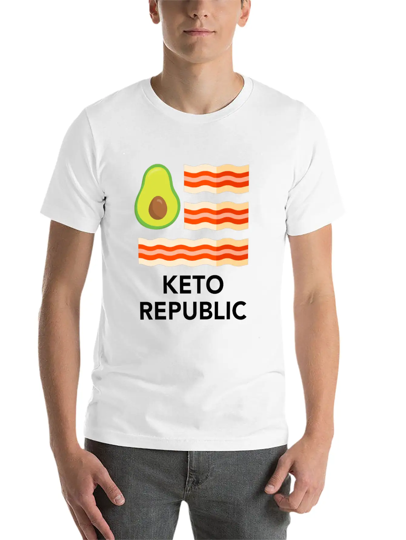 Keto Diet Ketogenic Food Bacon Avocados Funny Basic Graphic T-Shirt ¨C Daily Comfort In Soft Cotton