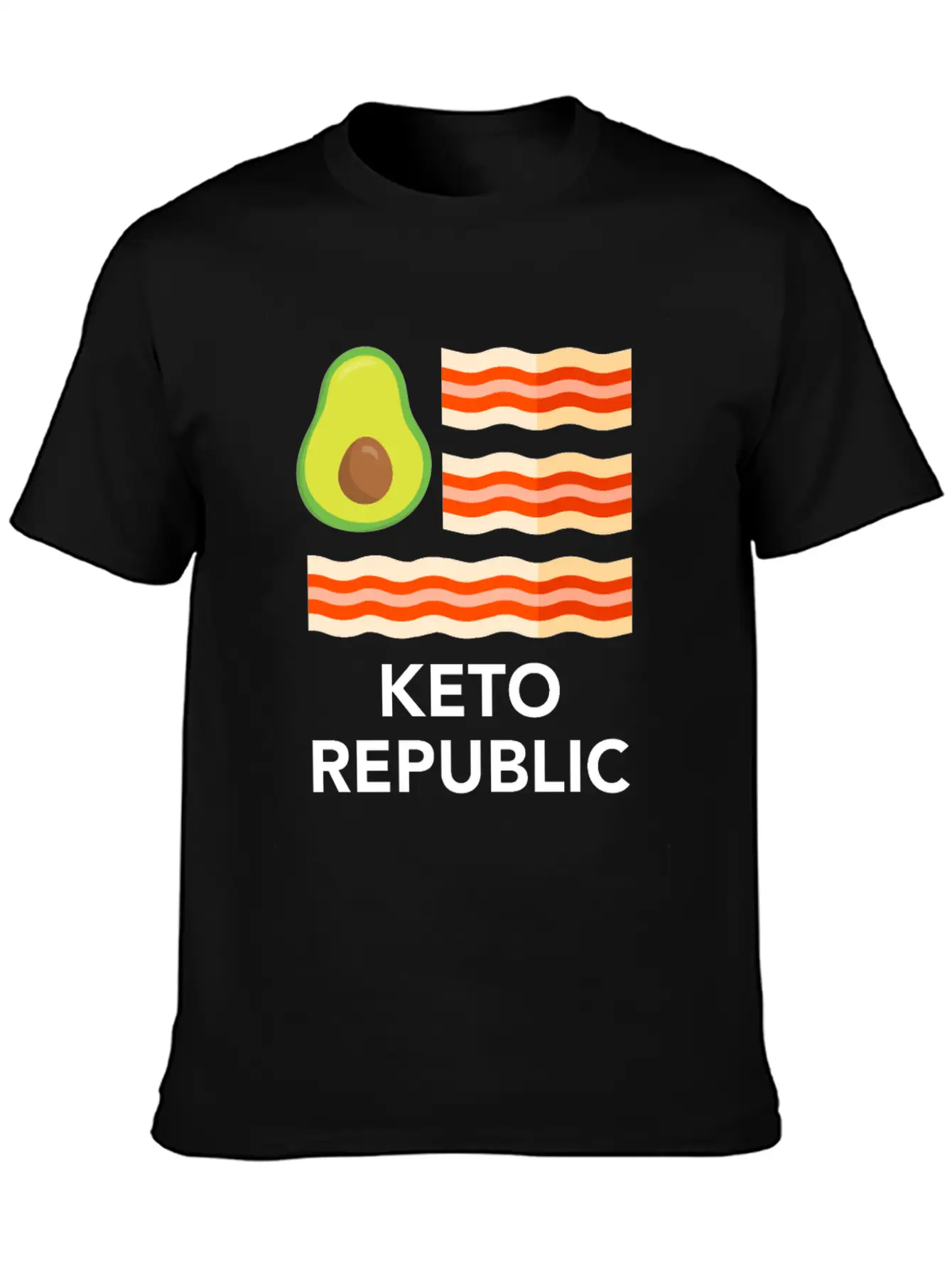 Keto Diet Ketogenic Food Bacon Avocados Funny Basic Graphic T-Shirt ¨C Daily Comfort In Soft Cotton