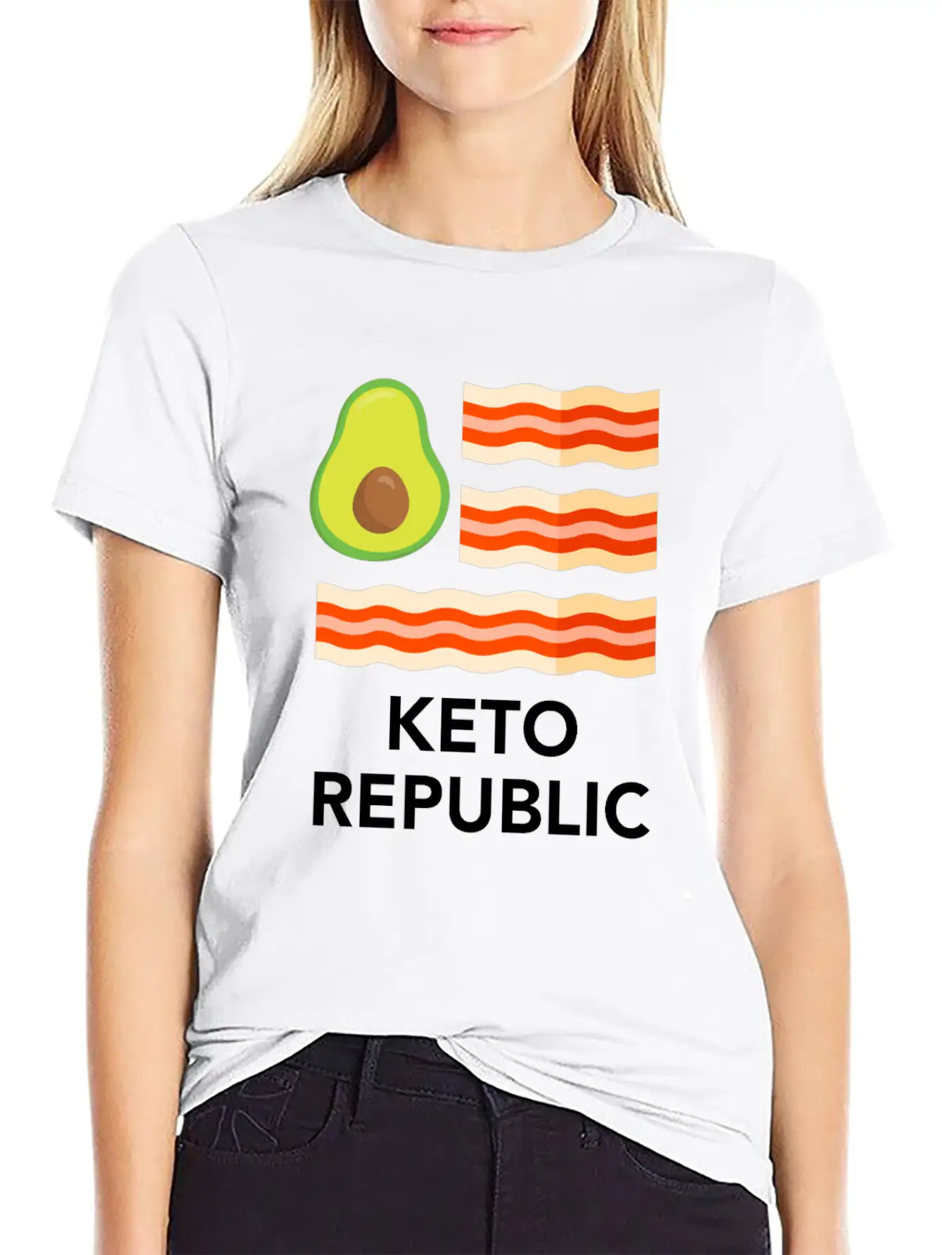Keto Diet Ketogenic Food Bacon Avocados Funny Basic Graphic T-Shirt ¨C Daily Comfort In Soft Cotton