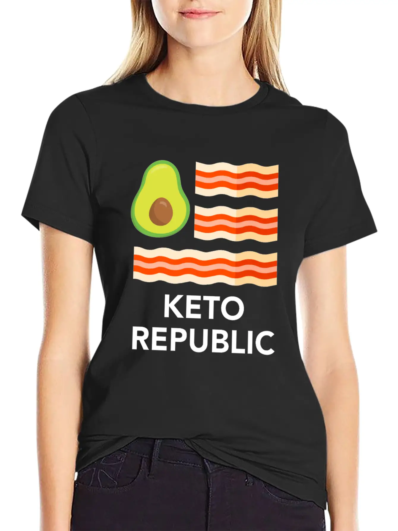 Keto Diet Ketogenic Food Bacon Avocados Funny Basic Graphic T-Shirt ¨C Daily Comfort In Soft Cotton