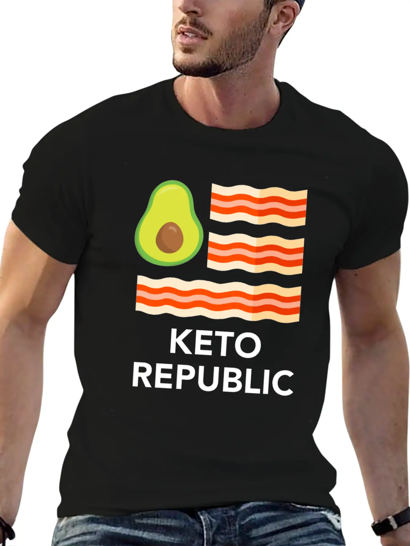 Keto Diet Ketogenic Food Bacon Avocados Funny Basic Graphic T-Shirt ¨C Daily Comfort In Soft Cotton