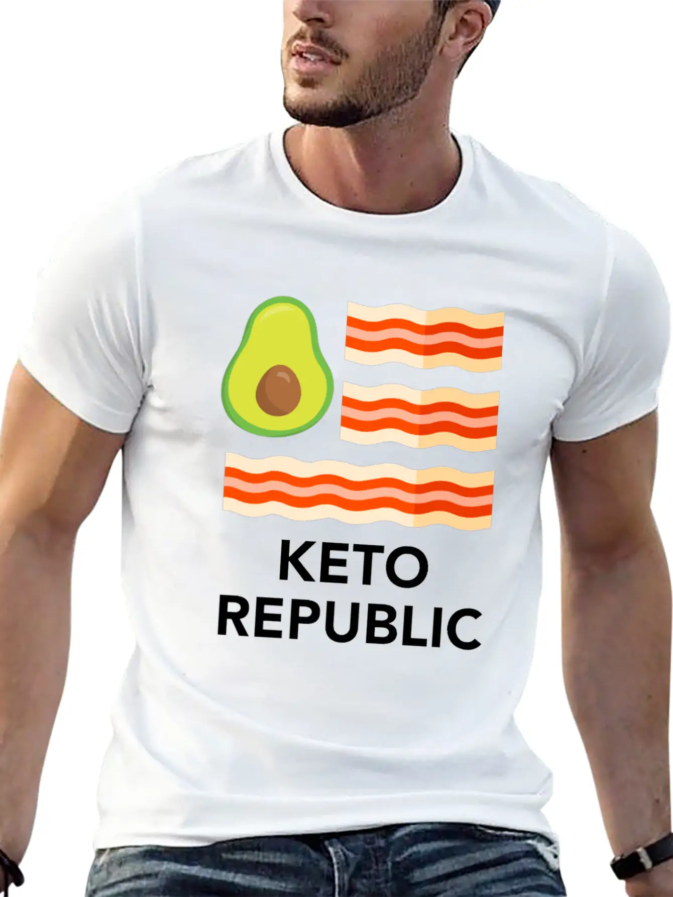 Keto Diet Ketogenic Food Bacon Avocados Funny Basic Graphic T-Shirt ¨C Daily Comfort In Soft Cotton