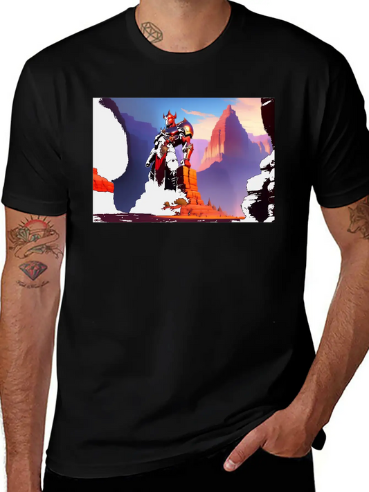 Khorne Statue In The Depths Of The Grand Canyon Basic Graphic T-Shirt ¨C Daily Comfort In Soft Cotton
