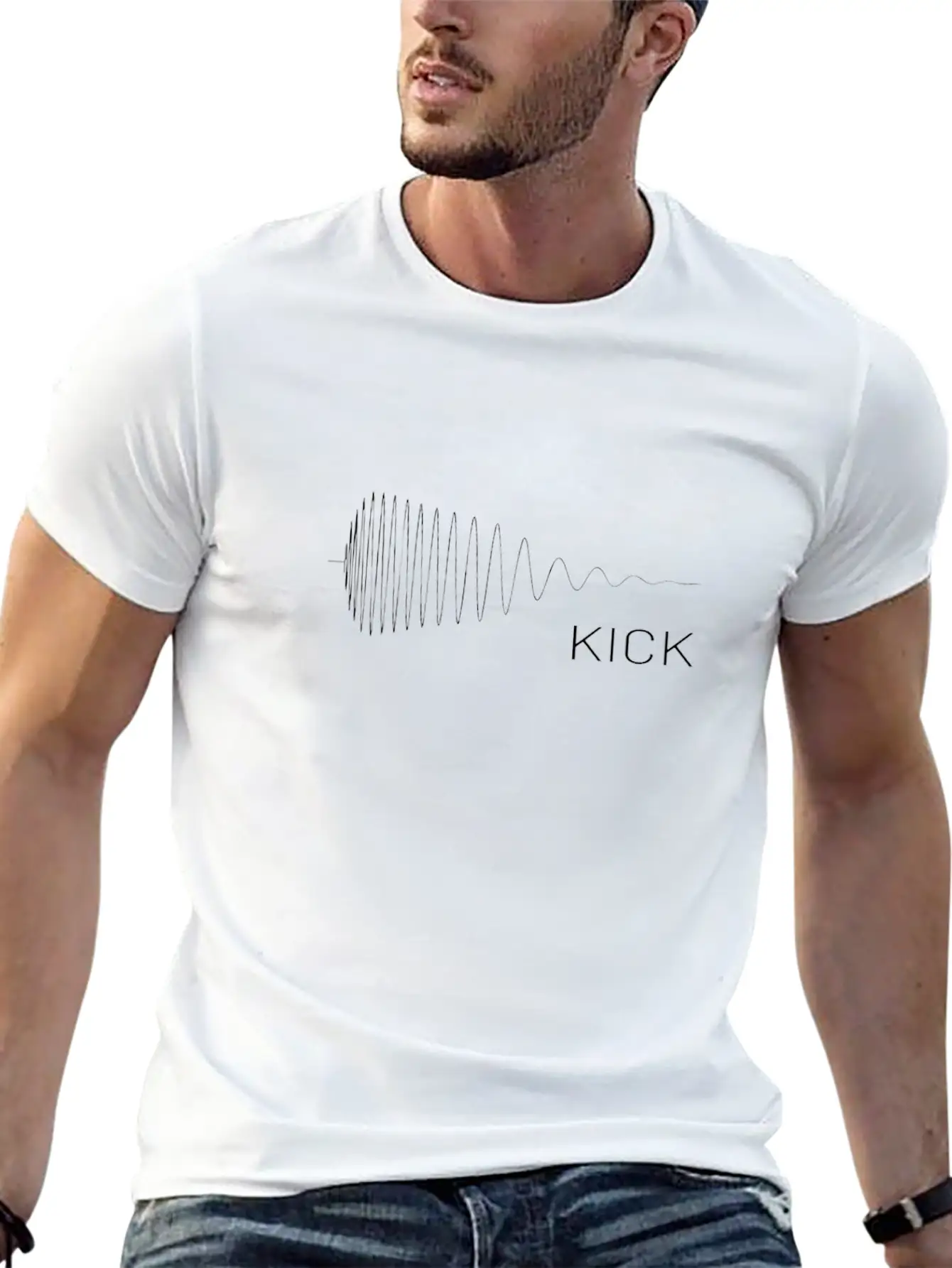 Kick Drum Synthesizer Studio Audio Wave Basic Graphic T-Shirt ¨C Daily Comfort In Soft Cotton