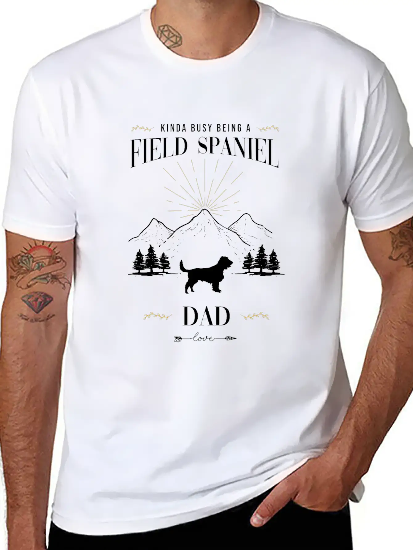 Kinda Busy Being A Field Spaniel Dad Essential Cotton Tee For Daily Outfits ¨C Unisex Style