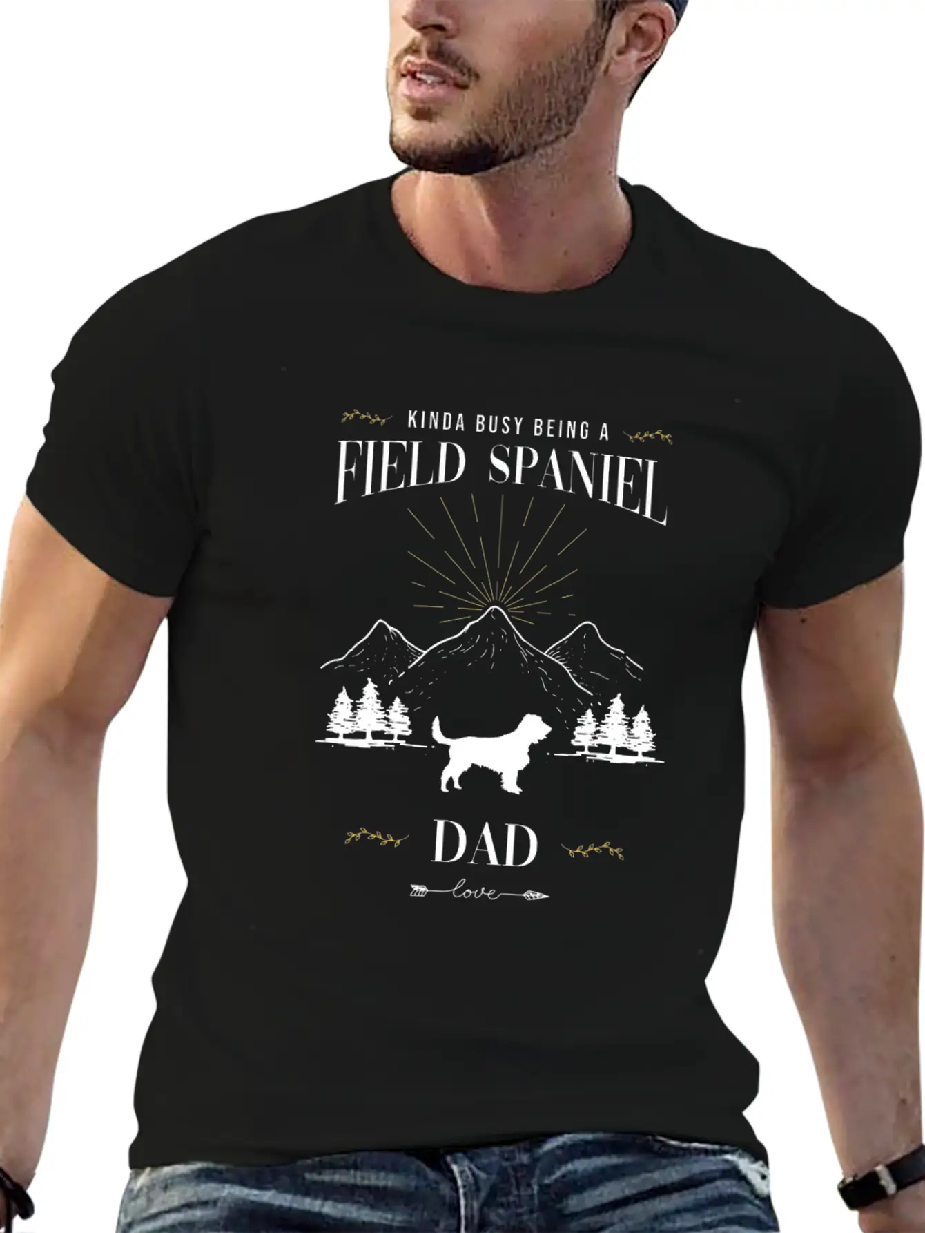 Kinda Busy Being A Field Spaniel Dad Essential Cotton Tee For Daily Outfits ¨C Unisex Style