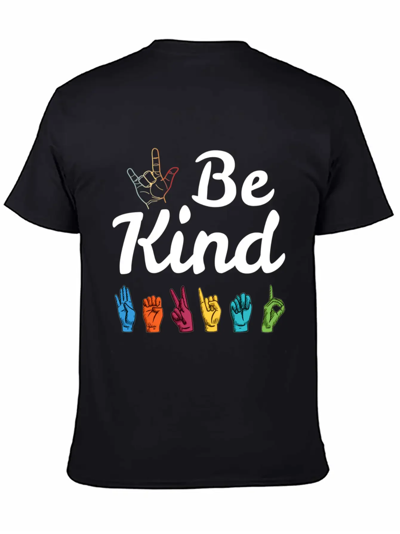 Kindness Asl Sign Language Anti Bullying Teacher B Basic Graphic T-Shirt ¨C Daily Comfort In Soft Cotton