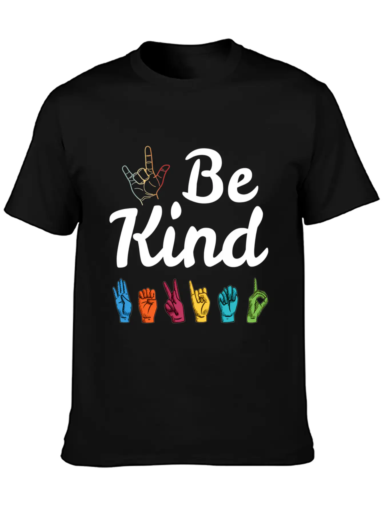 Kindness Asl Sign Language Anti Bullying Teacher B Basic Graphic T-Shirt ¨C Daily Comfort In Soft Cotton