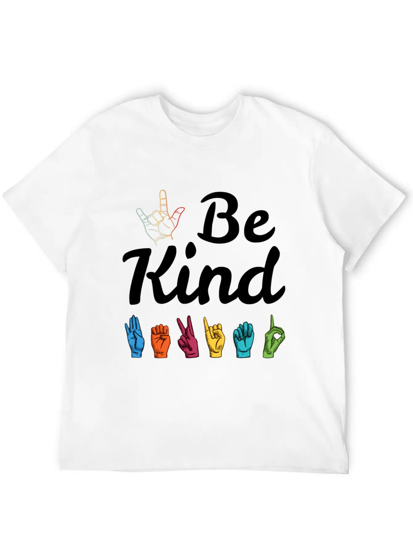 Kindness Asl Sign Language Anti Bullying Teacher B Basic Graphic T-Shirt ¨C Daily Comfort In Soft Cotton