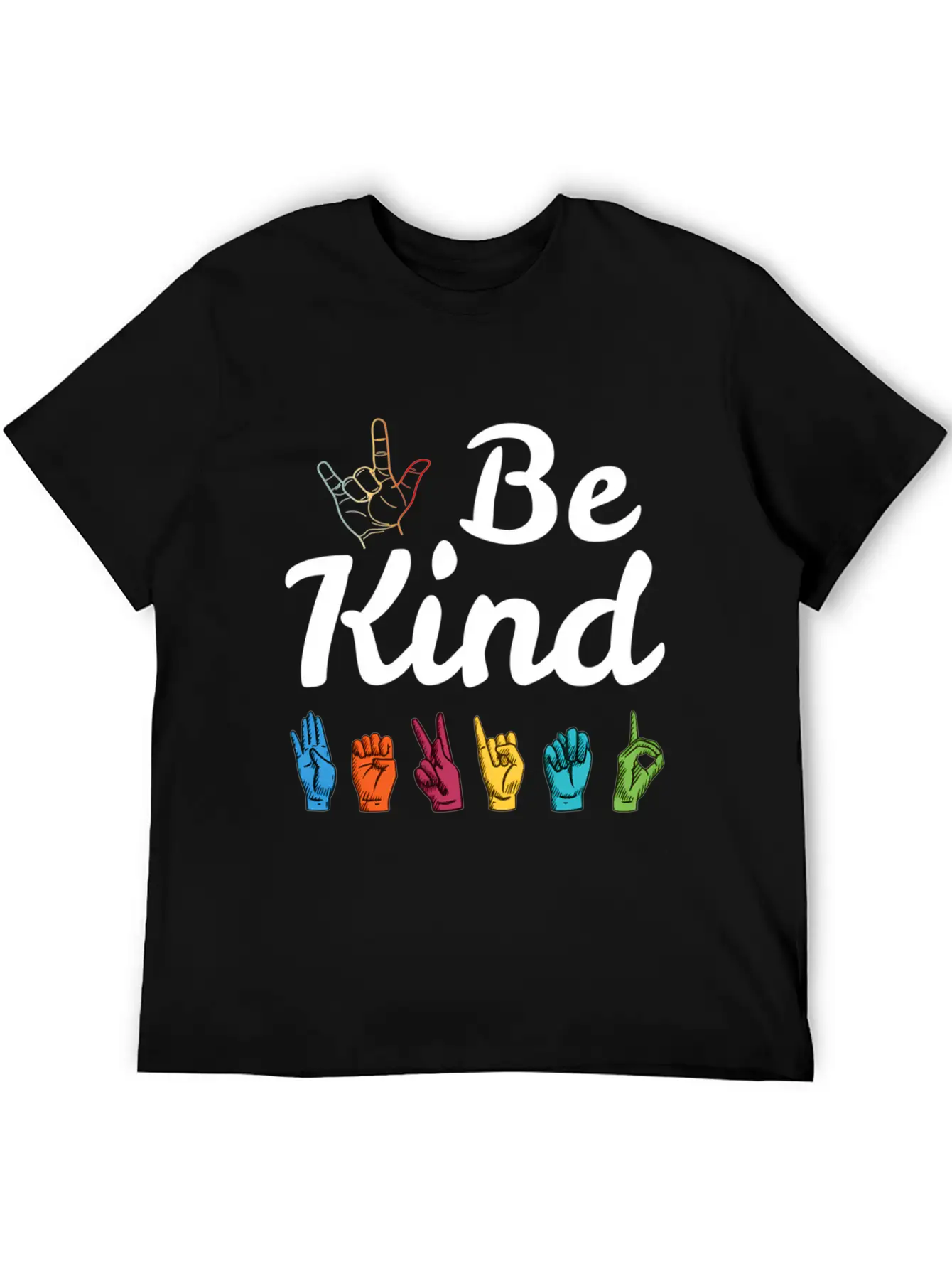 Kindness Asl Sign Language Anti Bullying Teacher B Basic Graphic T-Shirt ¨C Daily Comfort In Soft Cotton