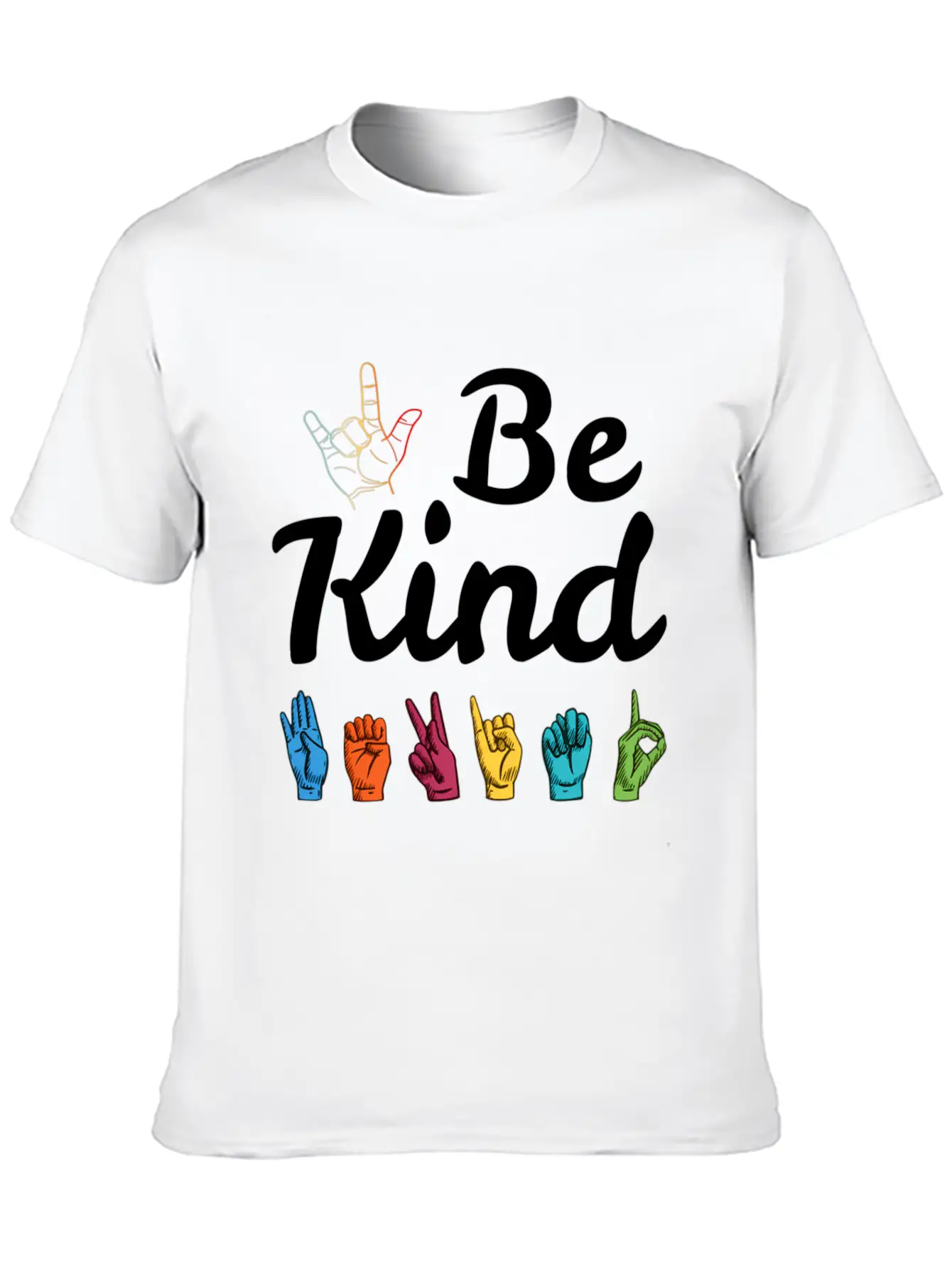 Kindness Asl Sign Language Anti Bullying Teacher B Basic Graphic T-Shirt ¨C Daily Comfort In Soft Cotton